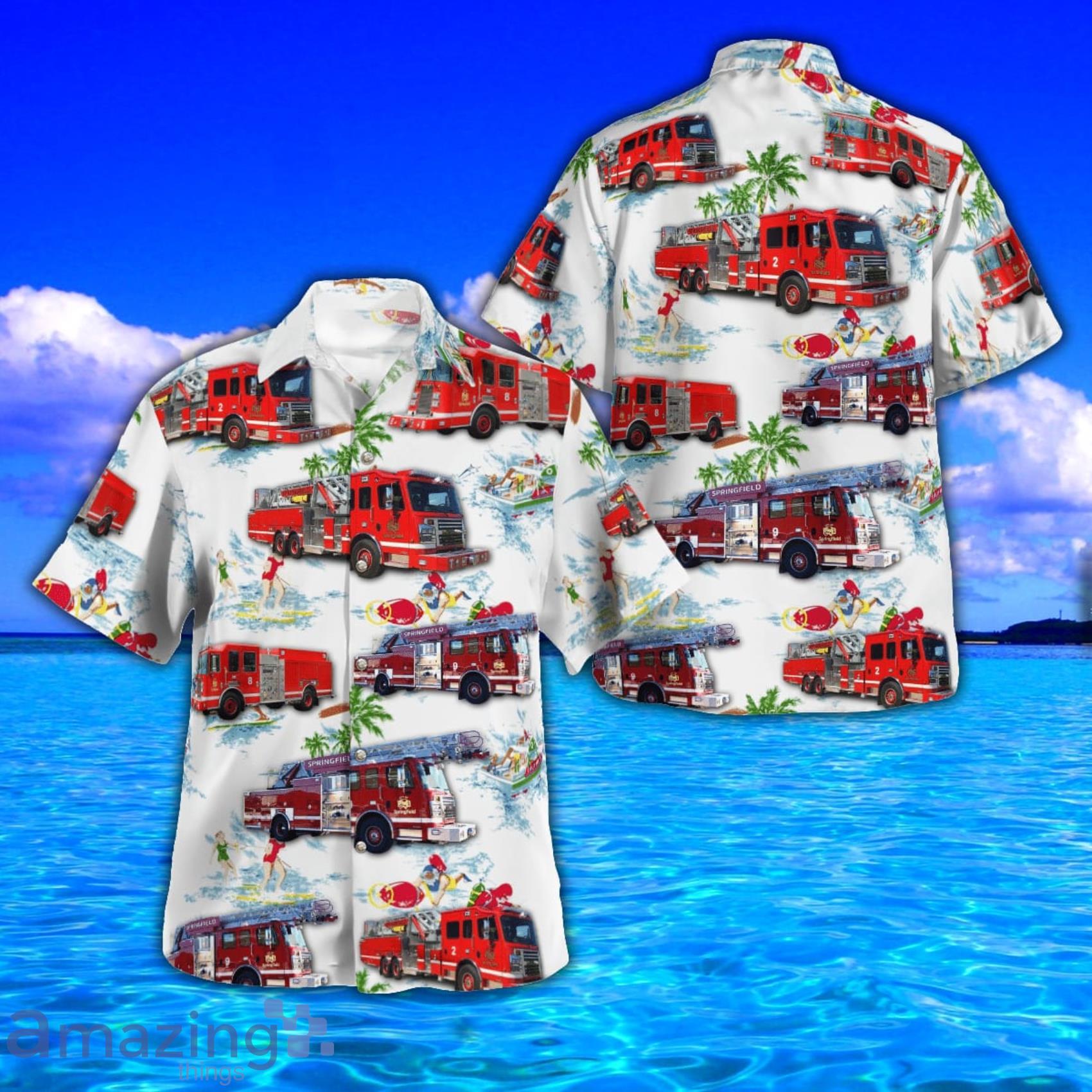 Missouri, Springfield Fire Department Tropical Style Hawaiian Shirt Product Photo 1 Missouri, Springfield Fire Department Tropical Style Hawaiian Shirt Product Photo 1