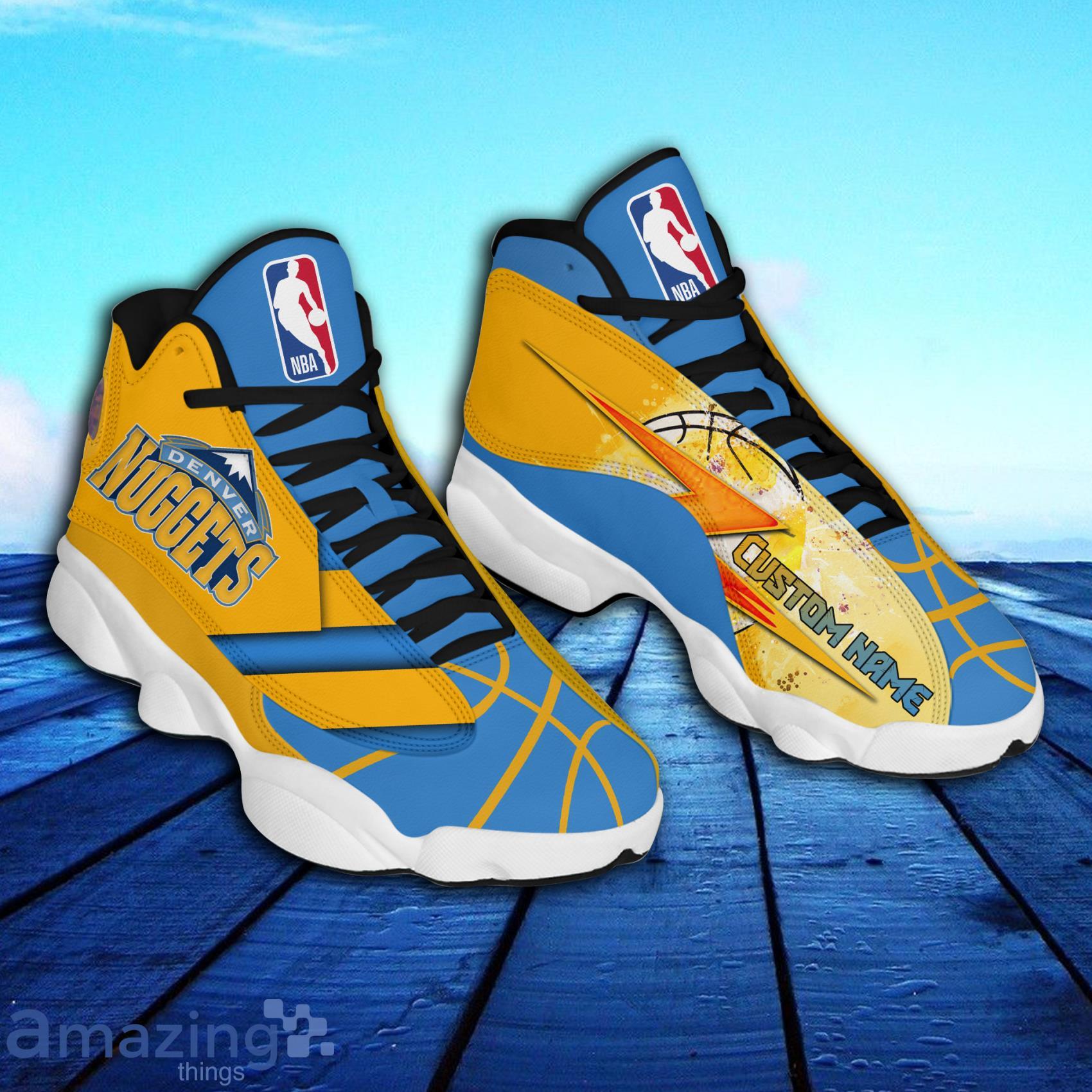 NBA Denver Nuggets Air Jordan 13 Custom Name Bee Shoes