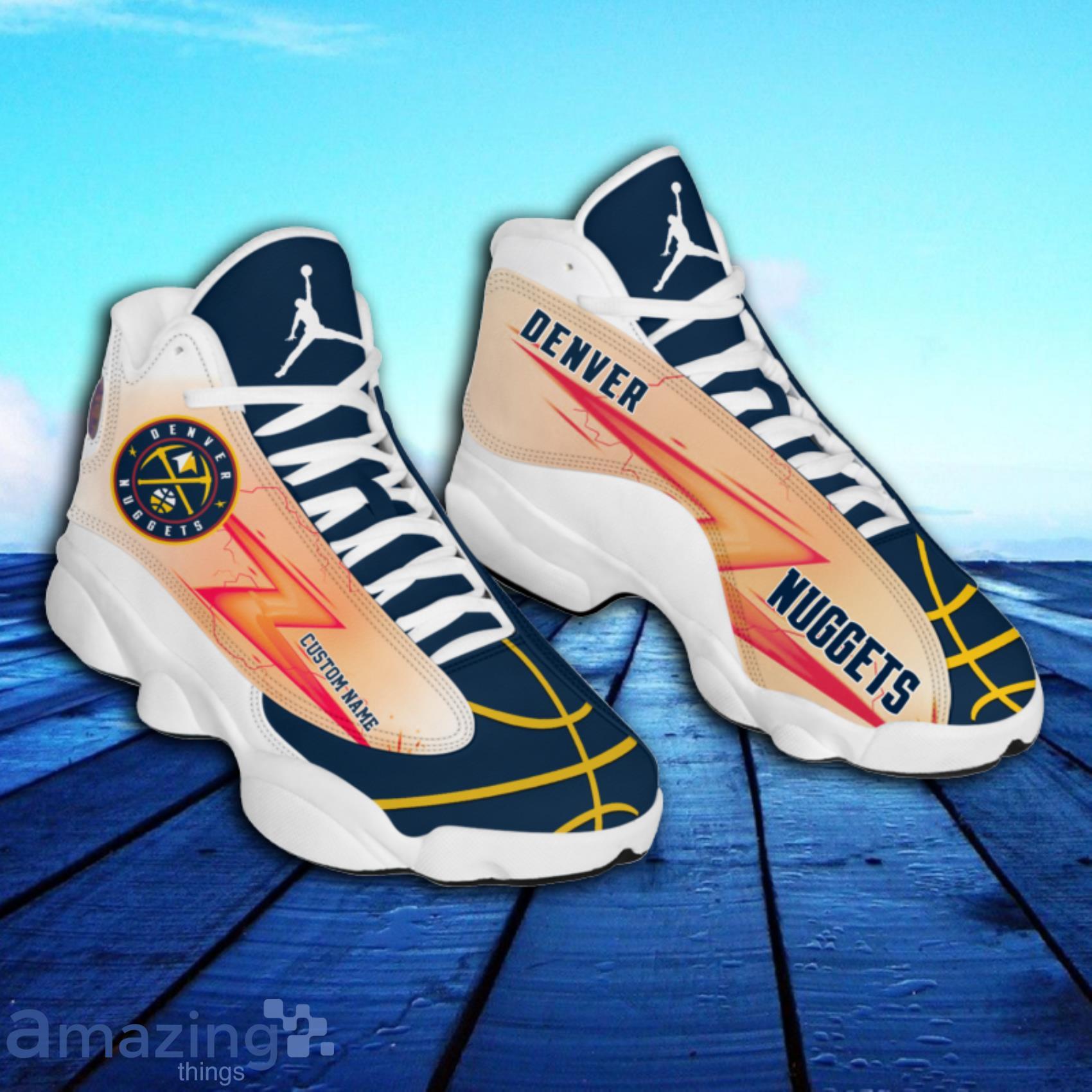 NBA Denver Nuggets Blue Edition Custom Name And Number Haftone Pattern Air  Jordan 13 Shoes Gift For Fans
