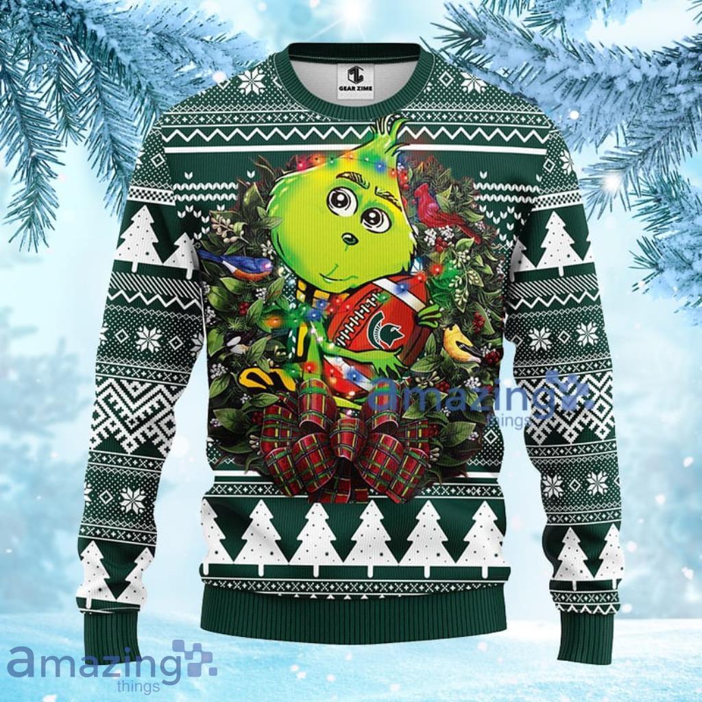 NCAA Michigan State Spartans Grinch Hug Christmas Ugly Sweater 3D Gift For Fan Product Photo 1