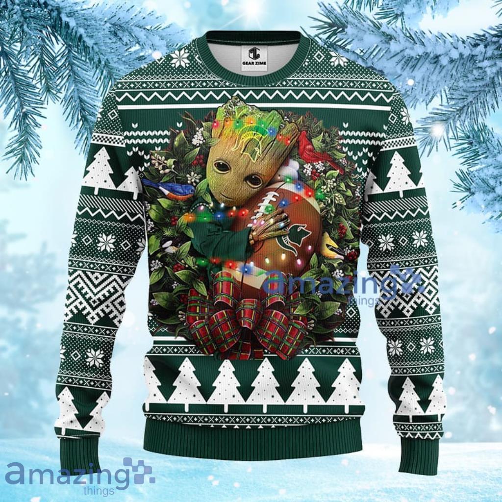 NCAA Michigan State Spartans Groot Hug Christmas Ugly Sweater 3D Gift For Fan Product Photo 1