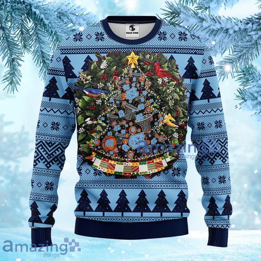 NCAA North Carolina Tar Heels Tree Ball Christmas Ugly Sweater 3D Gift For Fan Product Photo 1