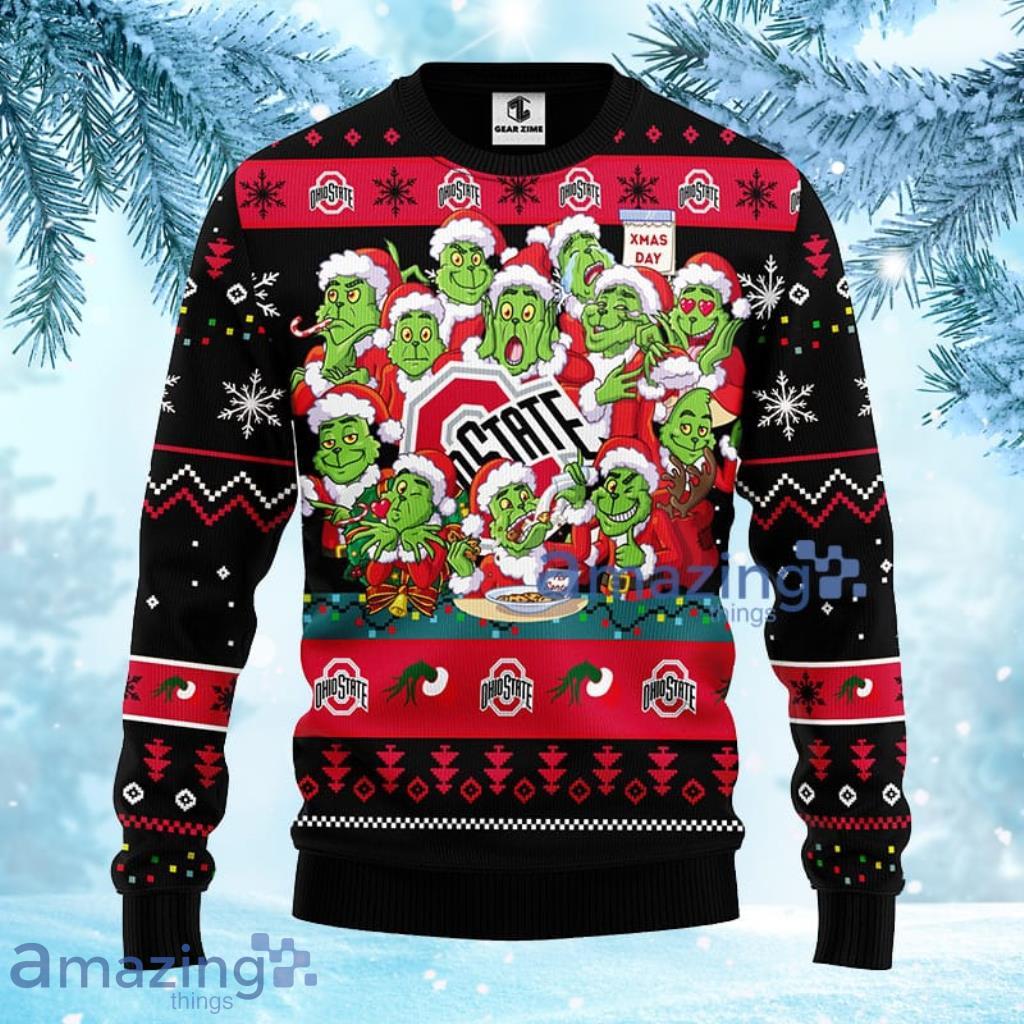 NCAA Ohio State Buckeyes 12 Grinch Xmas Day Christmas Ugly Sweater 3D Gift For Fan Product Photo 1 NCAA Ohio State Buckeyes 12 Grinch Xmas Day Christmas Ugly Sweater 3D Gift For Fan Product Photo 1