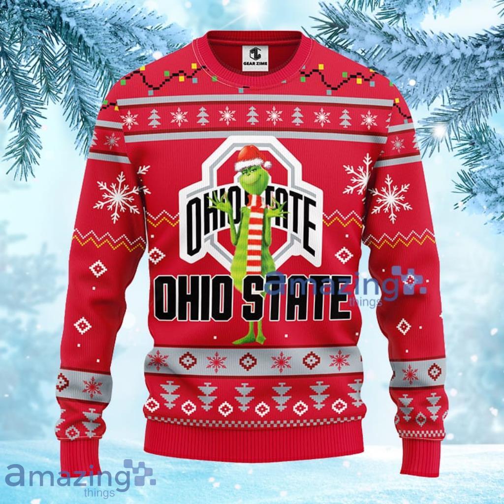 NCAA Ohio State Buckeyes Funny Grinch Christmas Ugly Sweater 3D Gift For Fan Product Photo 1