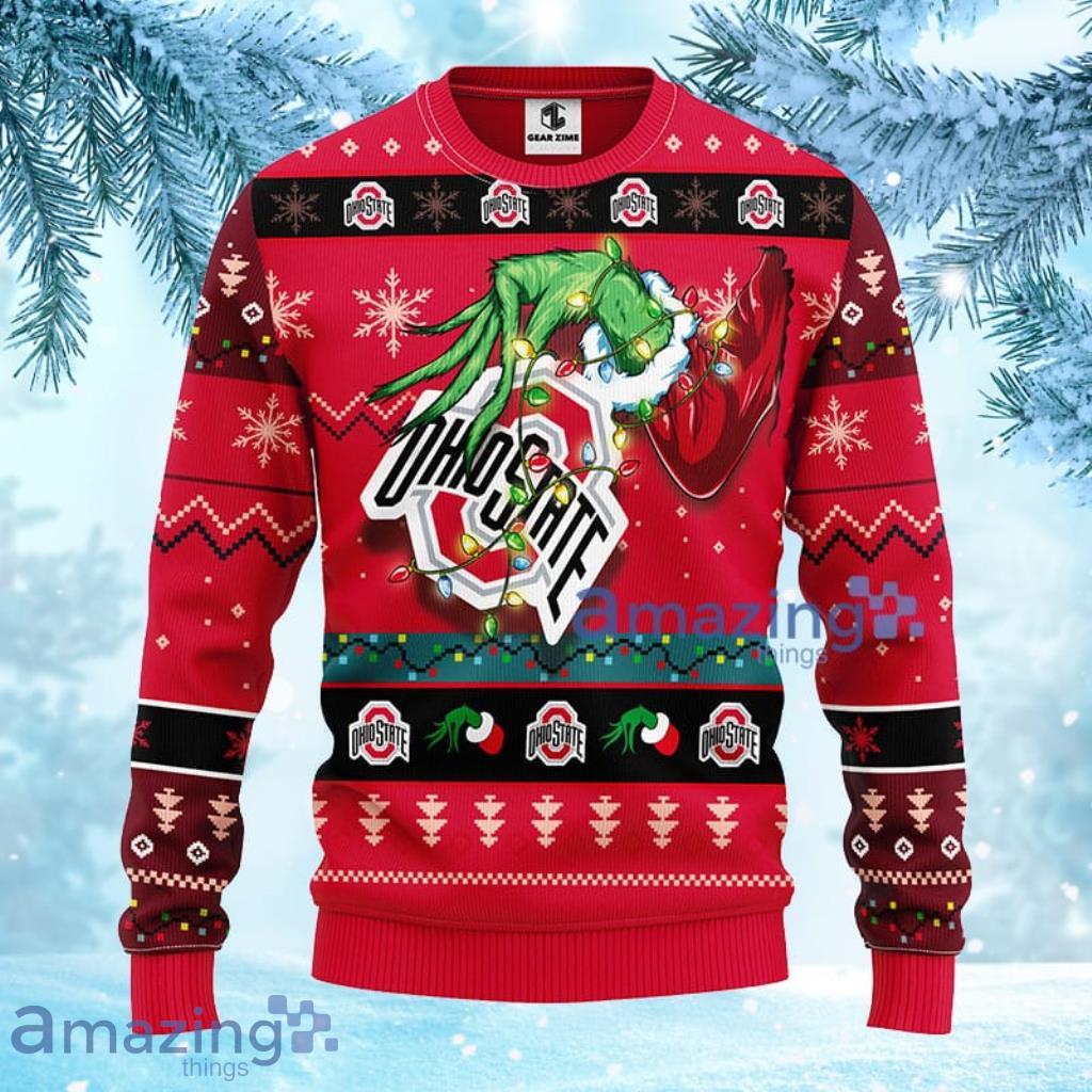 NCAA Ohio State Buckeyes Grinch Christmas Ugly Sweater 3D Gift For Fan Product Photo 1