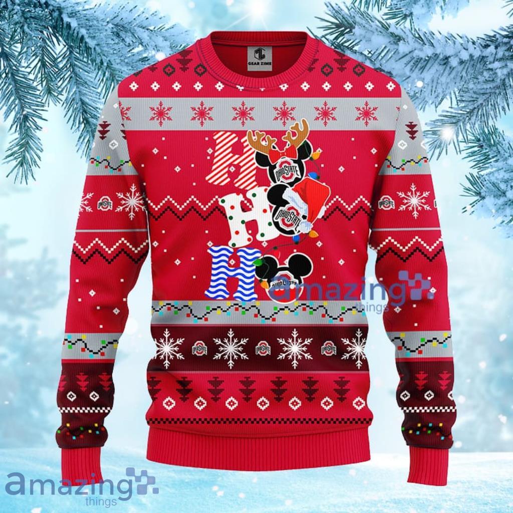 NCAA Ohio State Buckeyes HoHoHo Mickey Christmas Ugly Sweater 3D Gift For Fan Product Photo 1