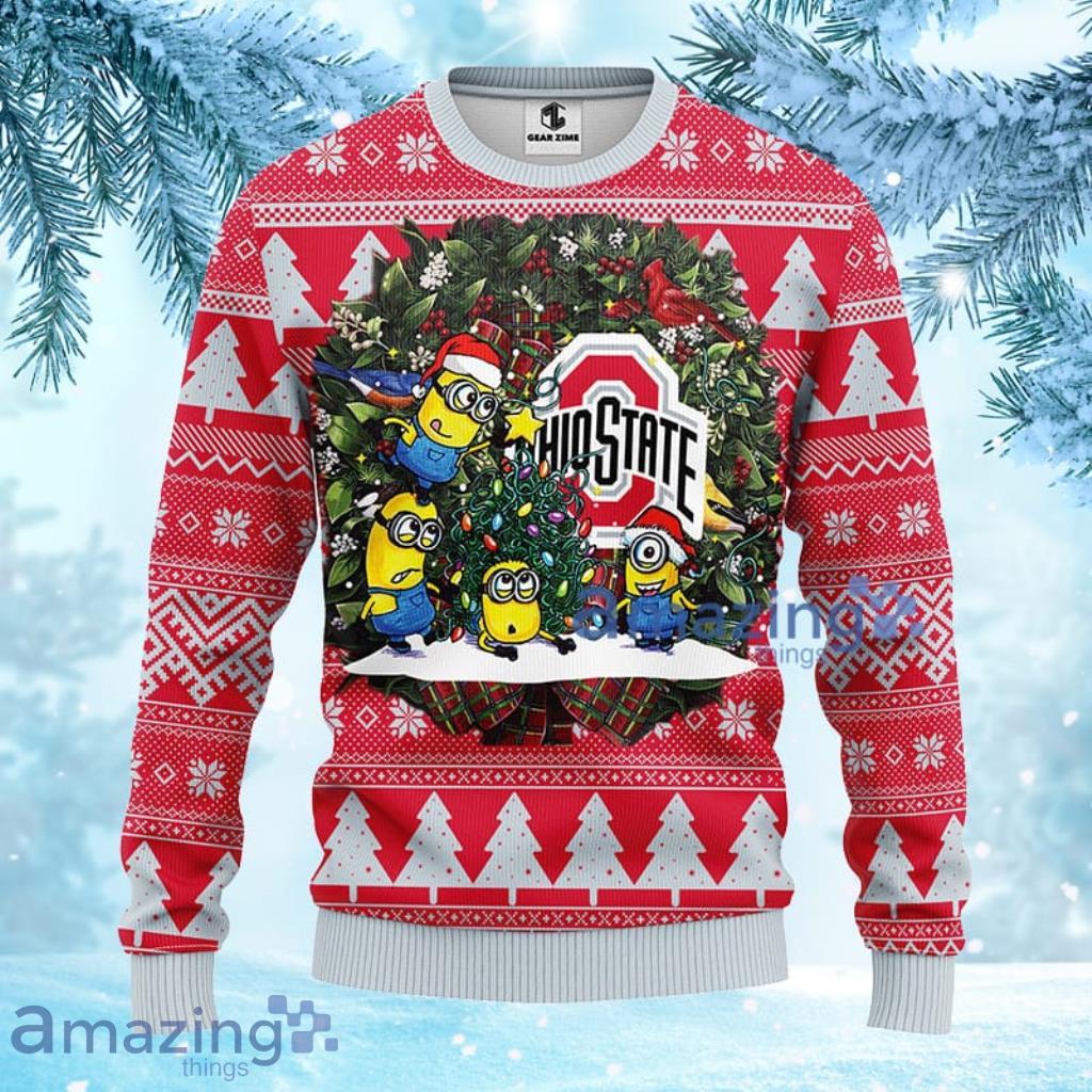 NCAA Ohio State Buckeyes Minion Christmas Ugly Sweater 3D Gift For Fan Product Photo 1