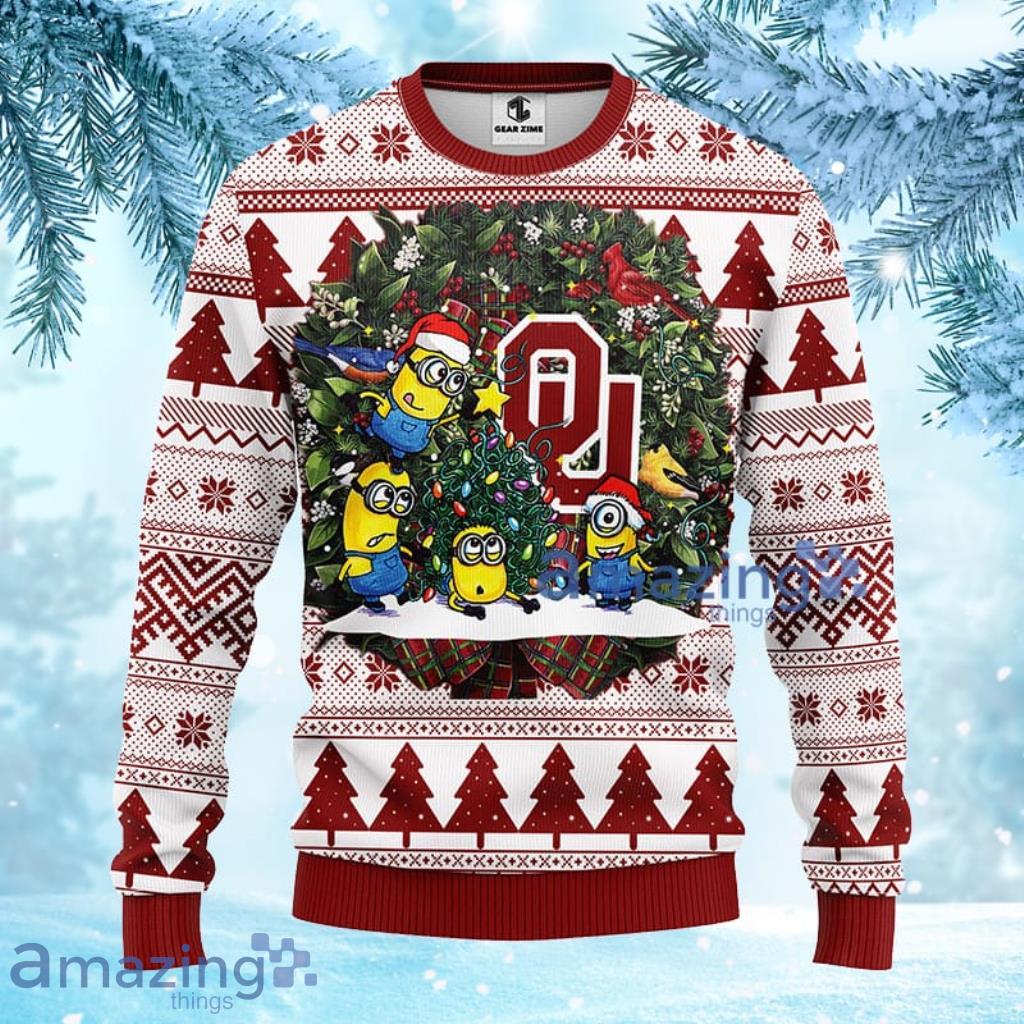 NCAA Oklahoma Sooners Minion Christmas Ugly Sweater 3D Gift For Fan Product Photo 1