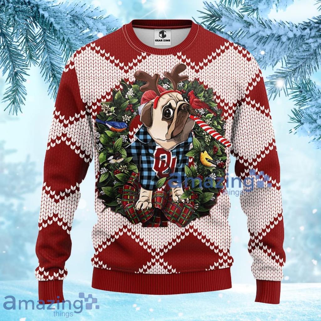 NCAA Oklahoma Sooners Pub Dog Christmas Ugly Sweater 3D Gift For Fan Product Photo 1