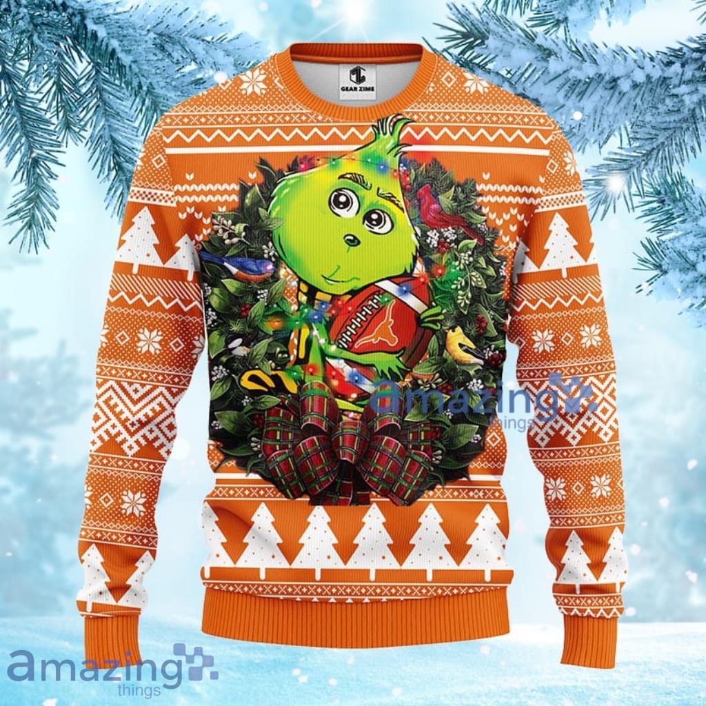 NCAA Texas Longhorns Grinch Hug Christmas Ugly Sweater 3D Gift For Fan Product Photo 1
