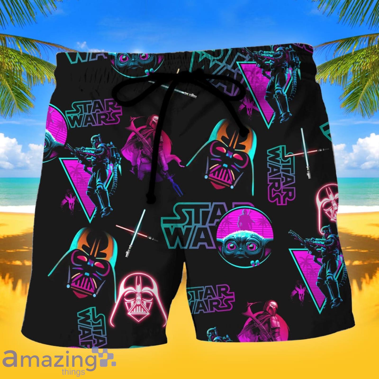 Neon Starwars Summer Gift Beach Shorts Product Photo 1