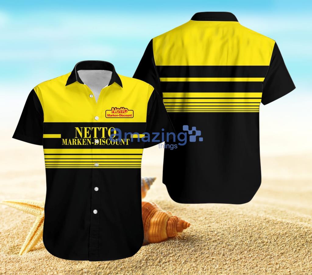 Netto Marken-Discount Yellow And Black Hawaiian Shirt For Men And Women Product Photo 1