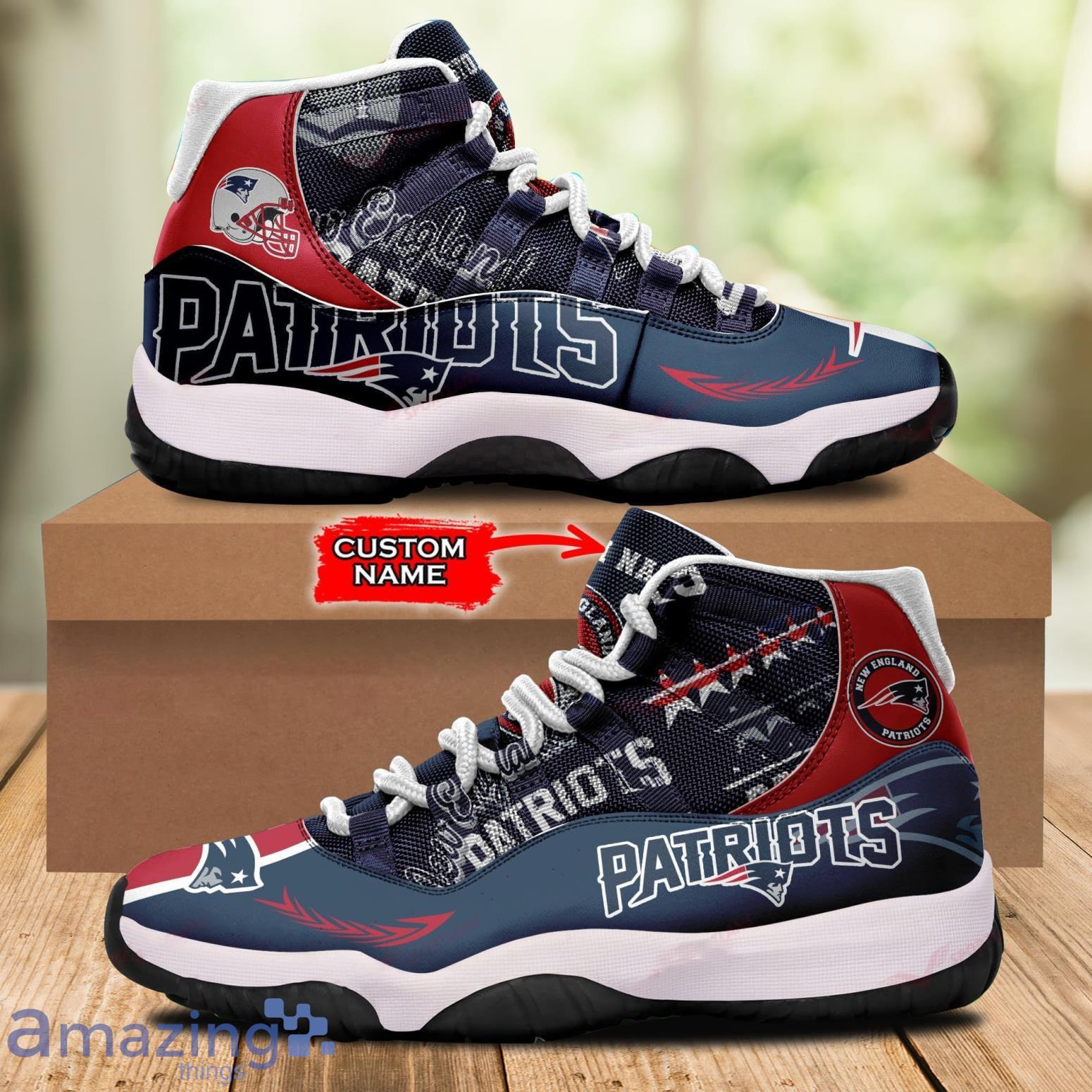 NFL New England Patriots Sport Sneakers Custom Name Air Jordan 13 Shoes For  Fans - Banantees