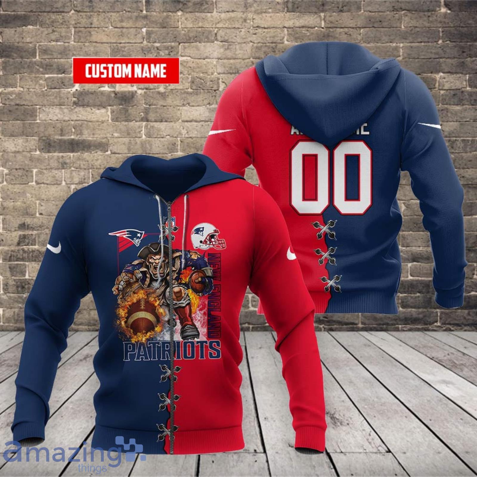 New England Patriots 3D Hoodie  New England Patriots Pullover Hoodie