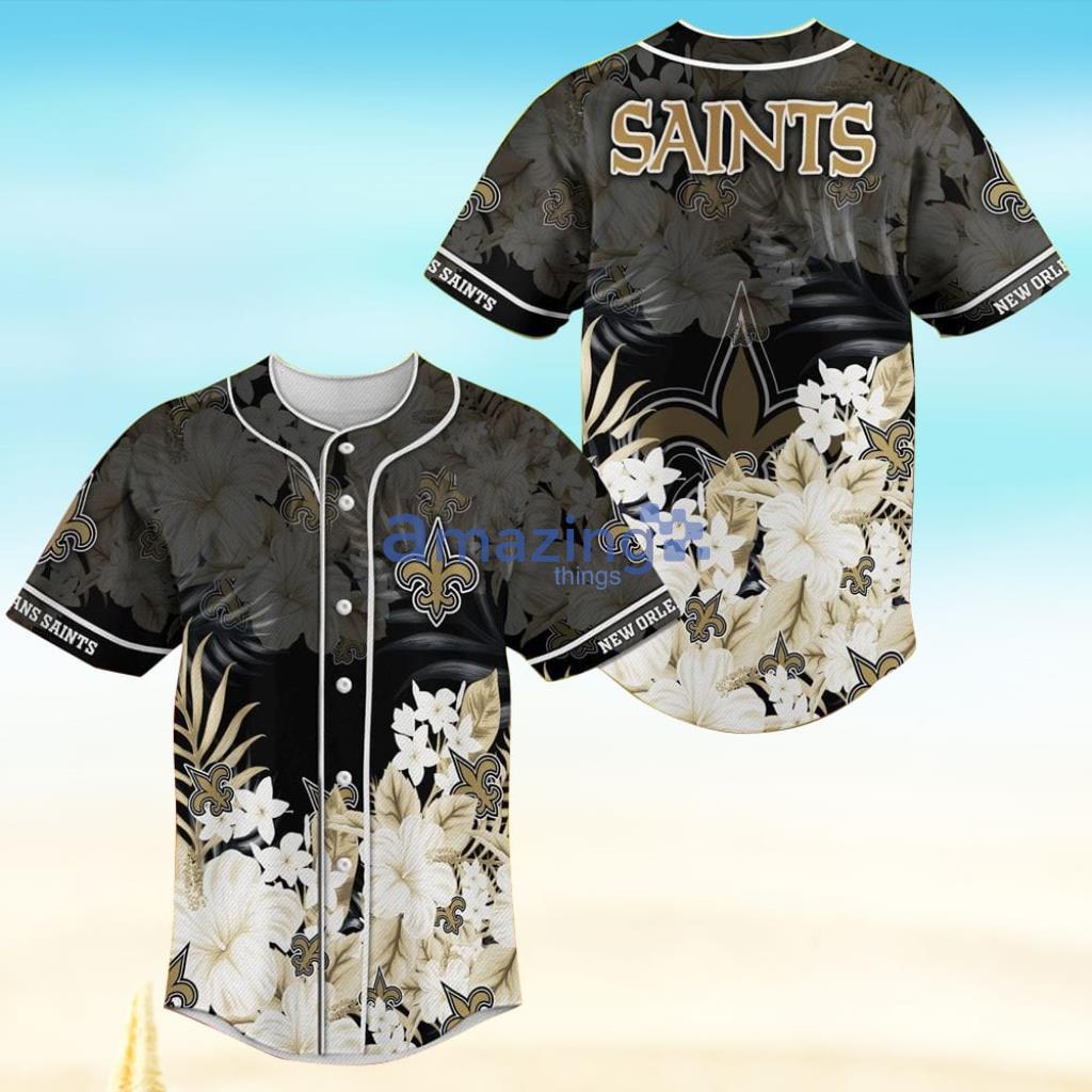 New Orleans Saints Floral NFL Baseball Jersey Shirt Product Photo 1