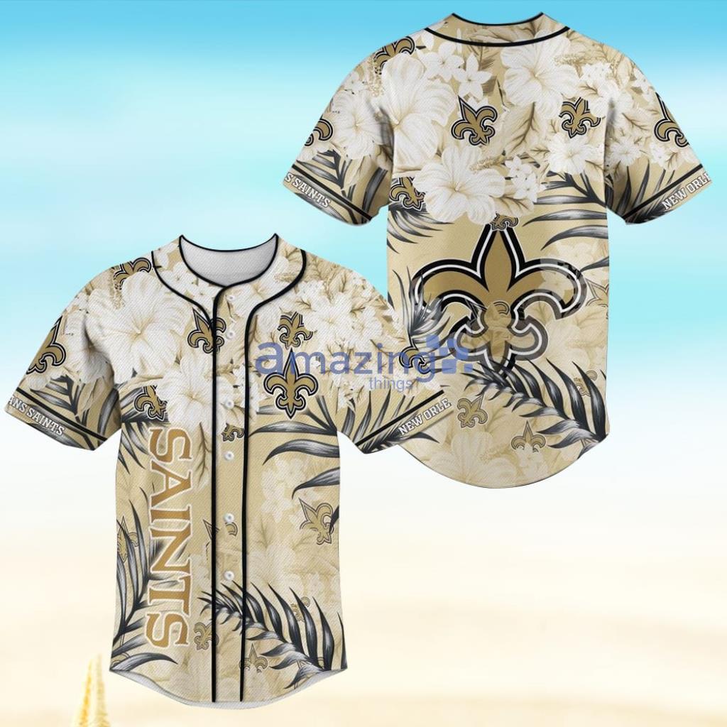 New Orleans Saints Flower NFL Baseball Jersey Shirt Product Photo 1