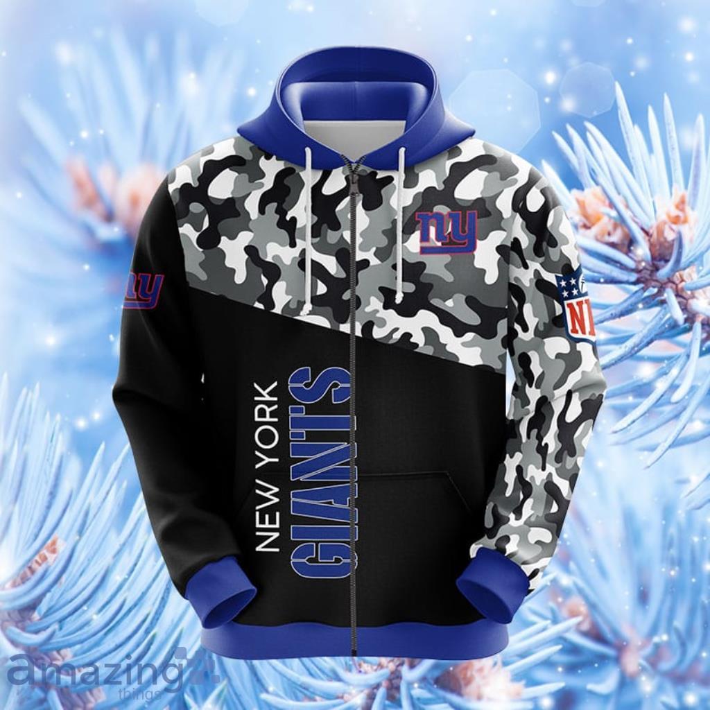 New York Giants NFL Camouflage Blue Hoodie, Zip Hoodie 3D All Over Print  For Fans