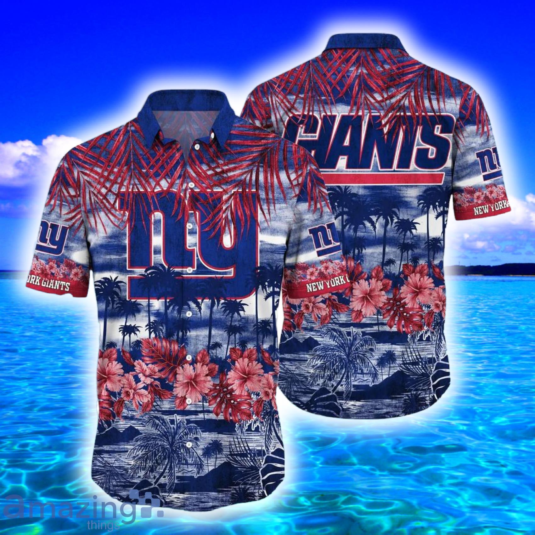 New York Giants Nfl Island Background Coconut Trees And Habicus Full Print Hawaiian Shirt And Short Product Photo 1