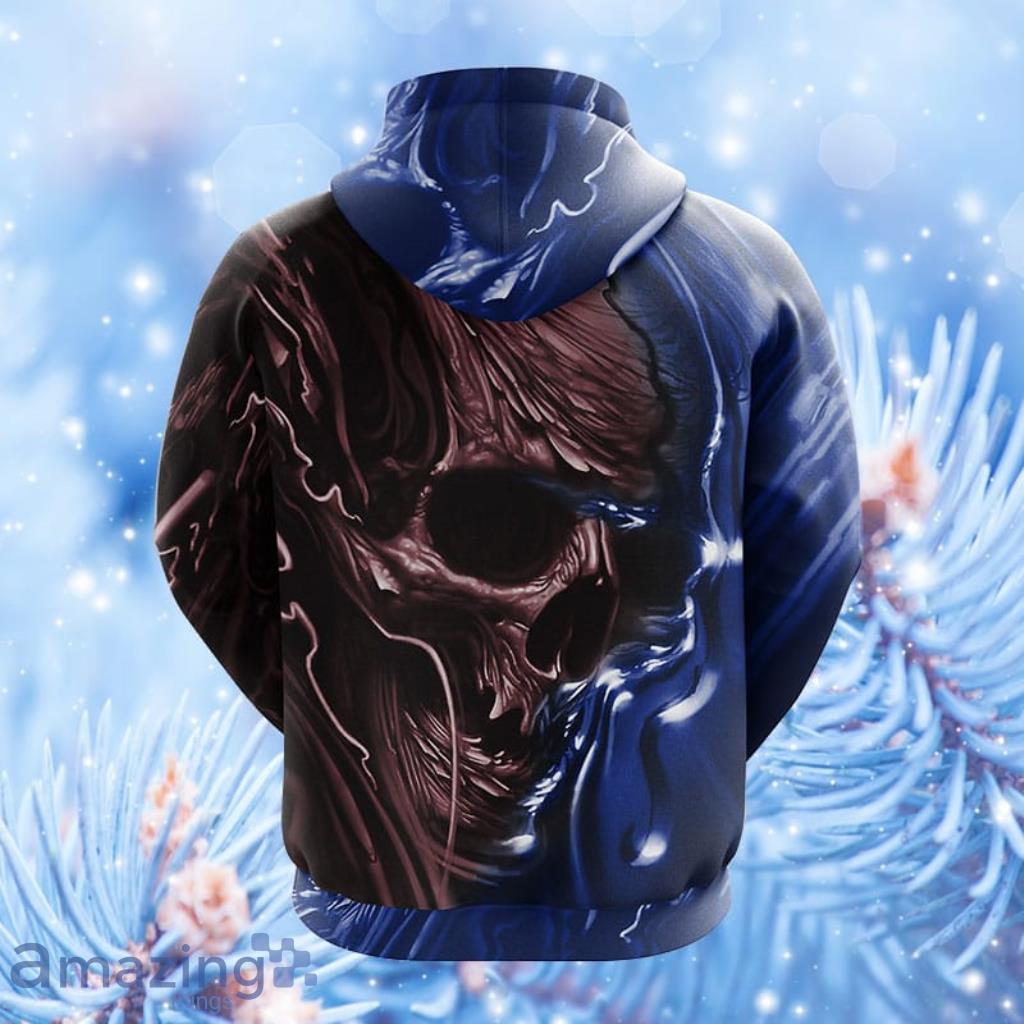 New York Giants NFL Skull Funny Blue Hoodie, Zip Hoodie 3D All Over Print  For Fans