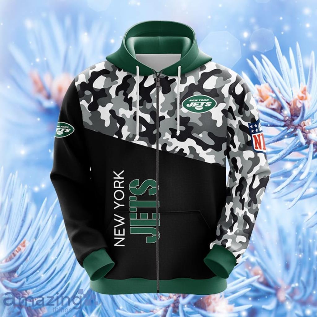 NFL New York Jets Camouflage Green Hoodie, Zip Hoodie 3D All Over Print For  Fans