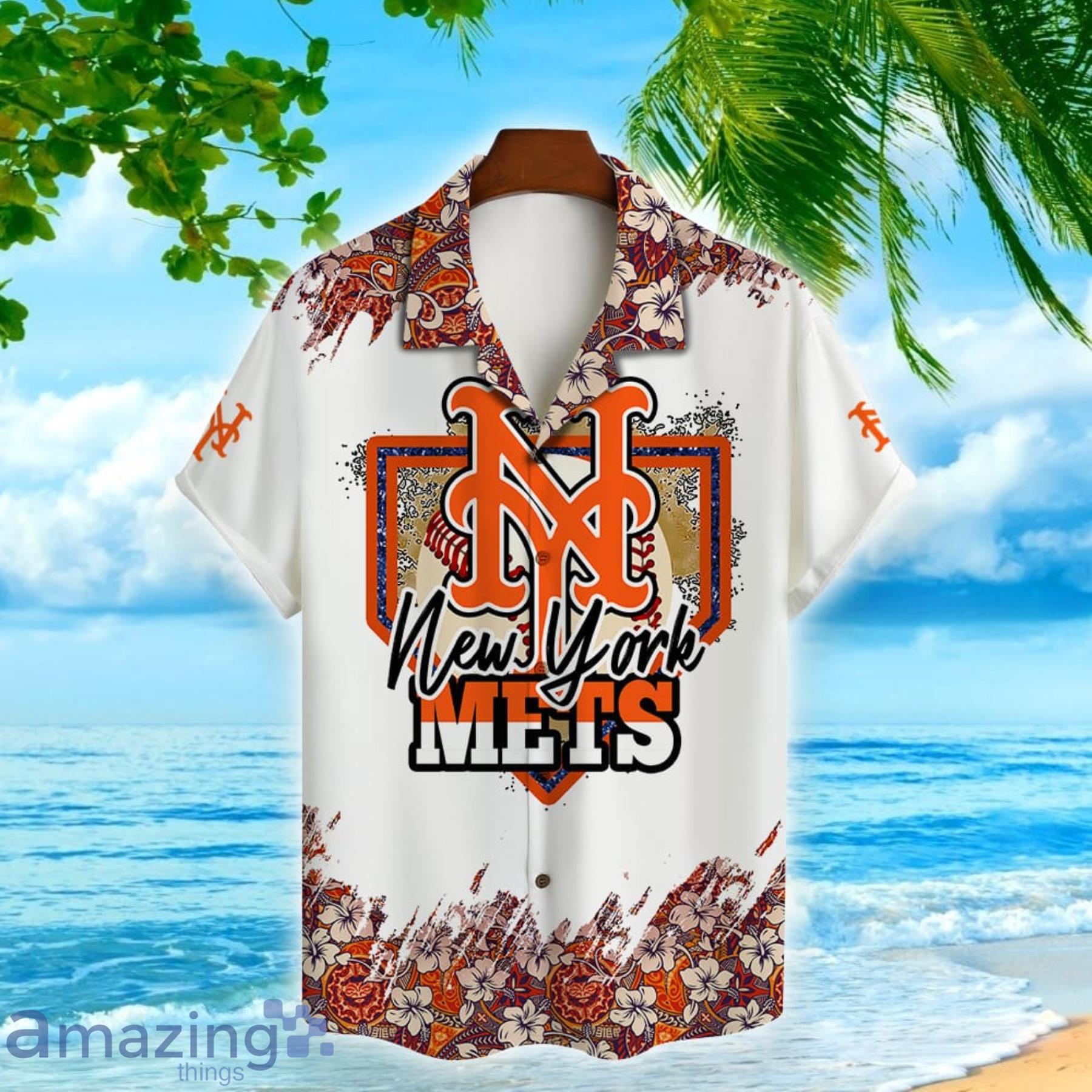 New York Mets MLB Mens Floral Button Up Shirt