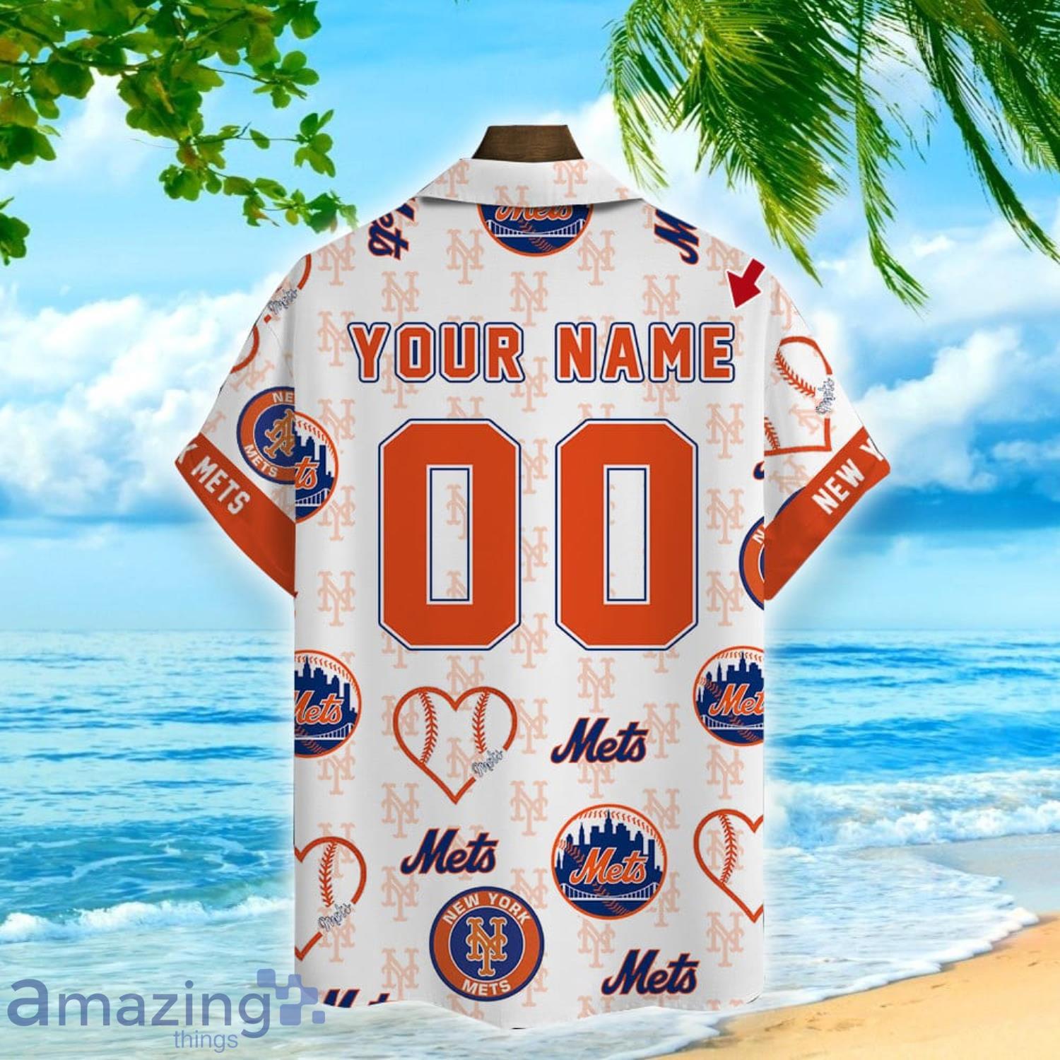 New York Mets MLB Custom Name And Number Best Summer Gift Hawaiian Shirt For Fans image New York Mets MLB Custom Name And Number Best Summer Gift Hawaiian Shirt For Fans Product Photo 3