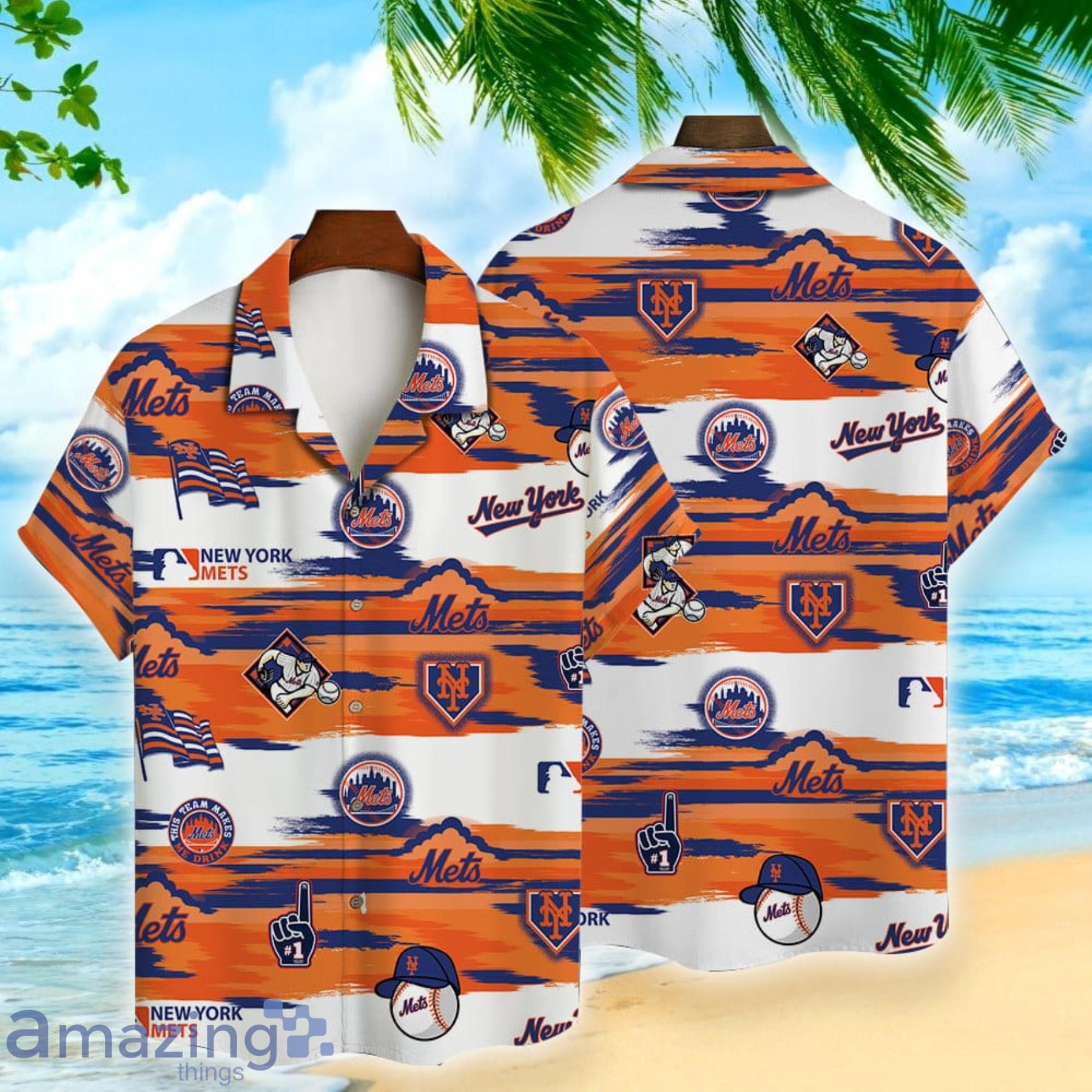 New York Mets Summer Beach Pattern Major League Baseball Hawaiian Shirt For Fans Product Photo 1