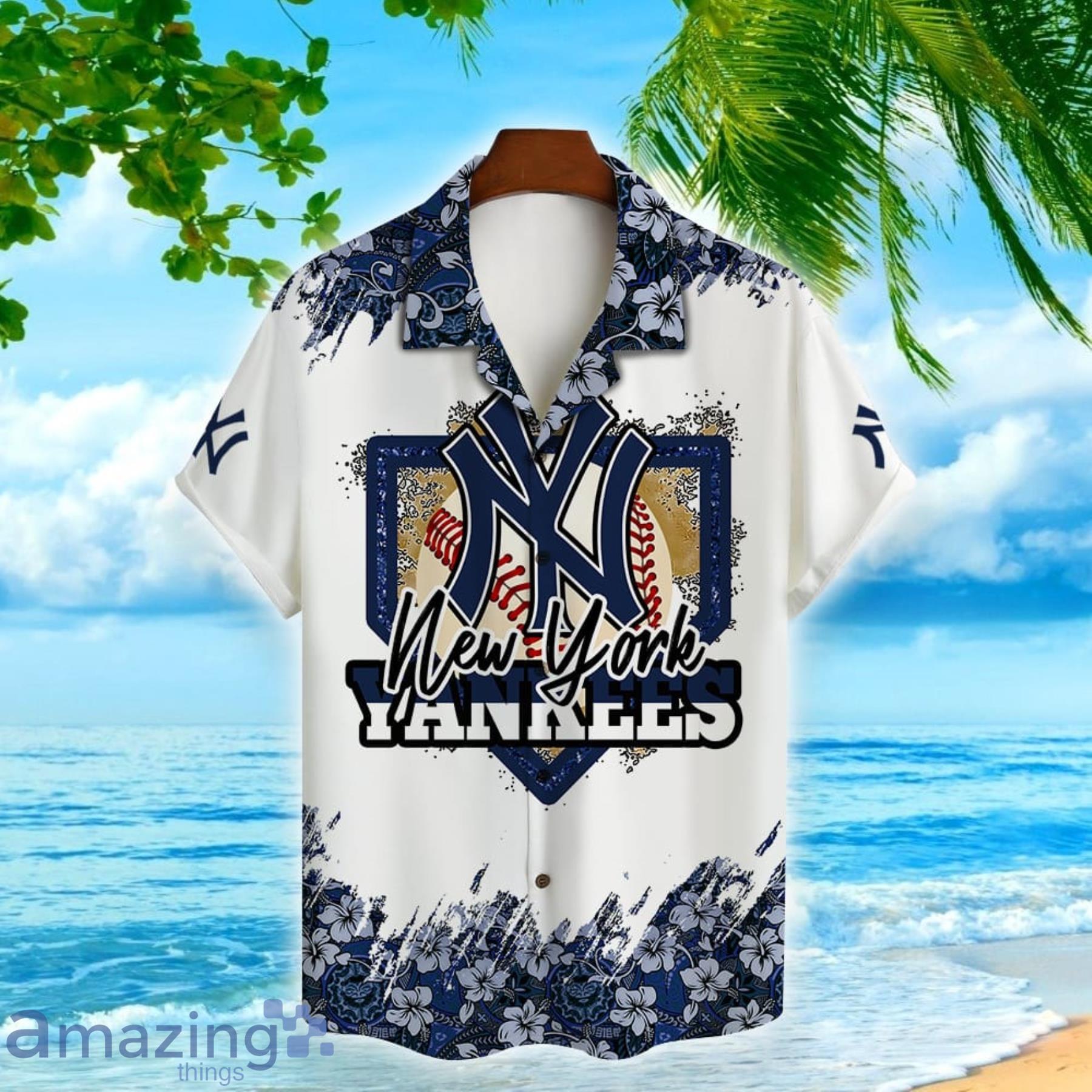 New York Yankees Baseball Flower Pattern Hawaiian Shirt For Men And Women image New York Yankees Baseball Flower Pattern Hawaiian Shirt For Men And Women Product Photo 2