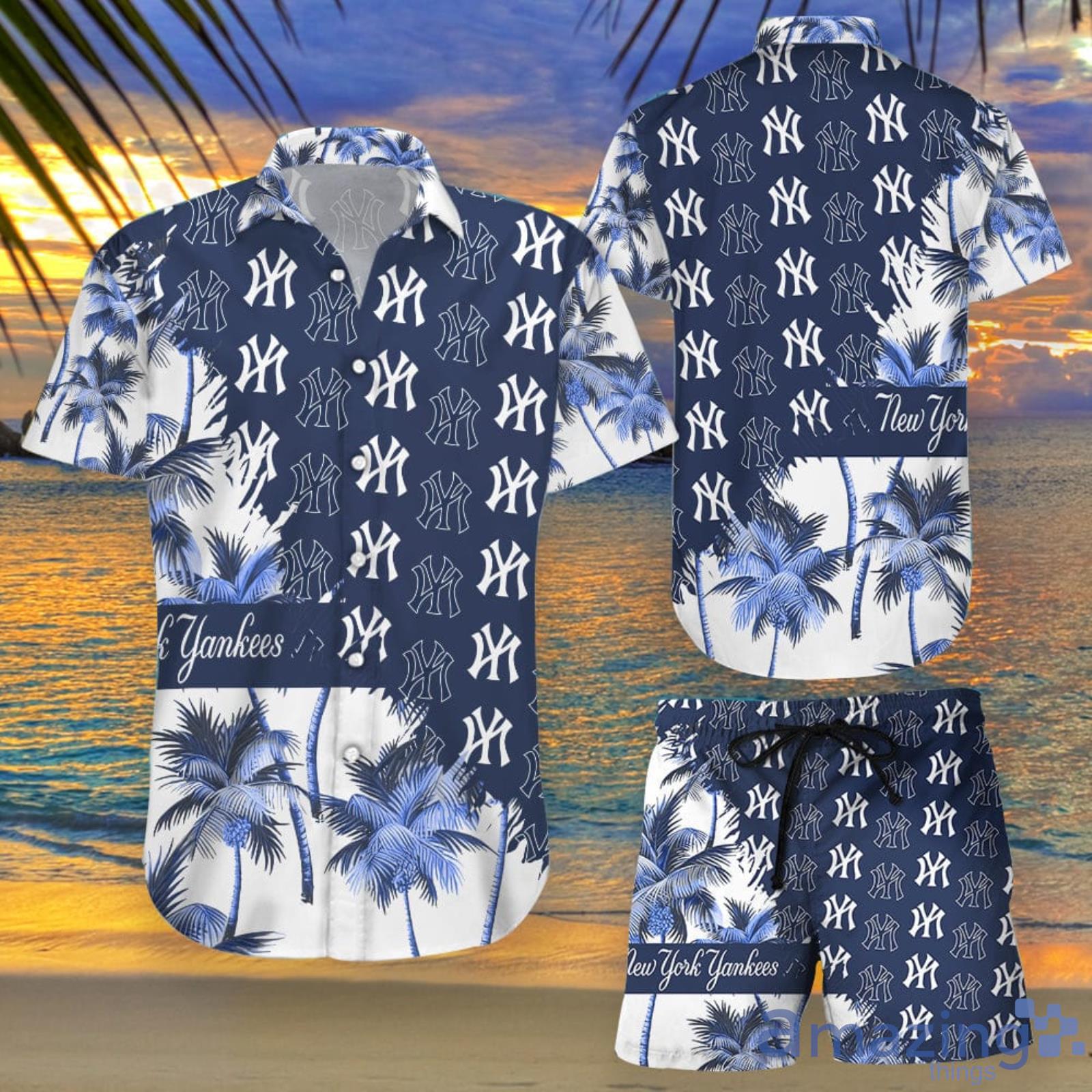 New York Yankees Logo Hawaiian Shirt And Shorts Summer Beach Gift Product Photo 1 New York Yankees Logo Hawaiian Shirt And Shorts Summer Beach Gift Product Photo 1