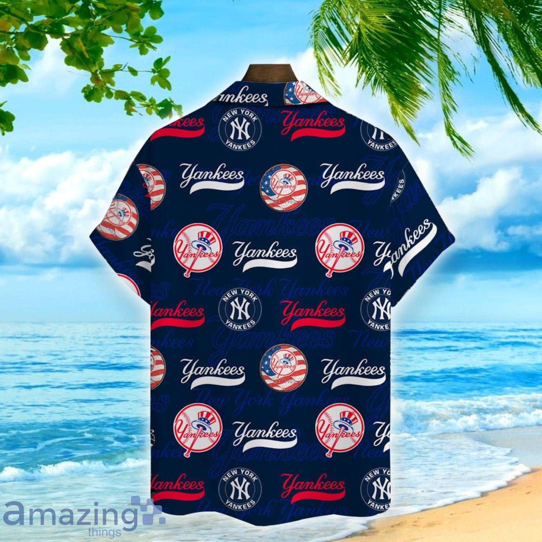 New York Yankees Logo Print Major League Baseball 3D Print Hawaiian Shirt For Fans image New York Yankees Logo Print Major League Baseball 3D Print Hawaiian Shirt For Fans Product Photo 3