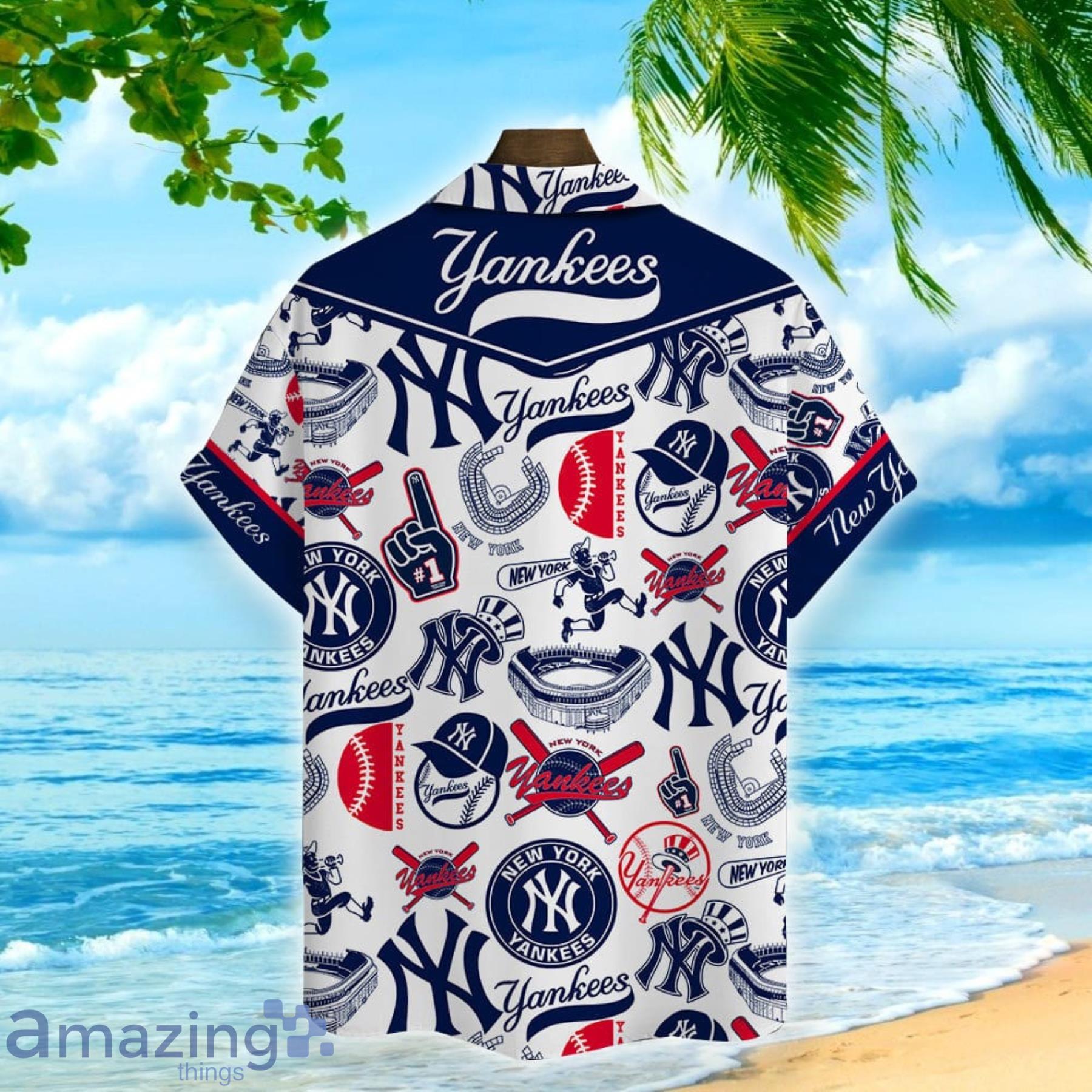 New York Yankees Major League Baseball Logo Pattern Hawaiian Shirt