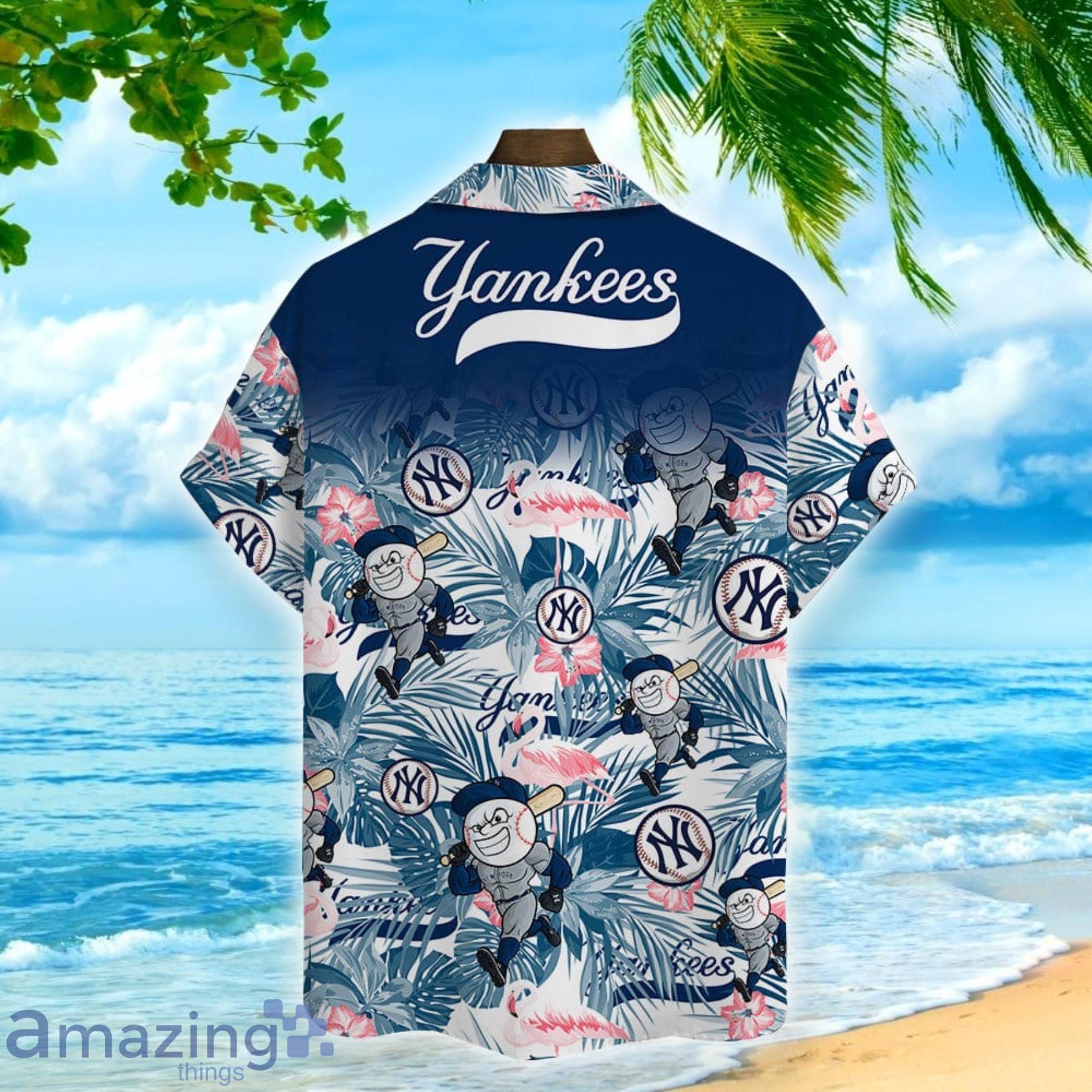 New York Yankees Major League Baseball Mascot Tropical Floral Hawaiian Shirt For Men And Women image New York Yankees Major League Baseball Mascot Tropical Floral Hawaiian Shirt For Men And Women Product Photo 3