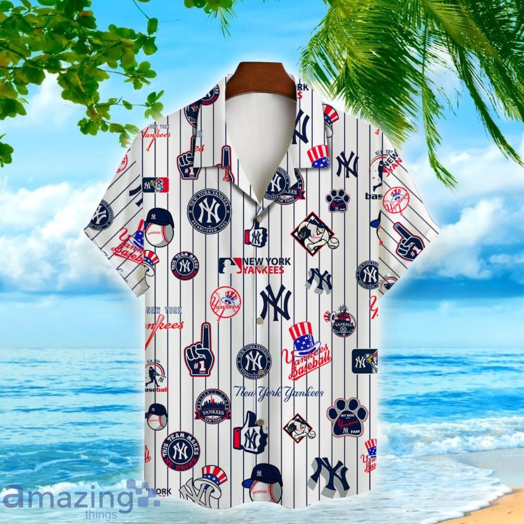 New York Yankees Major League Baseball Striped Style With Logo Hawaiian  Shirt For Men And Women