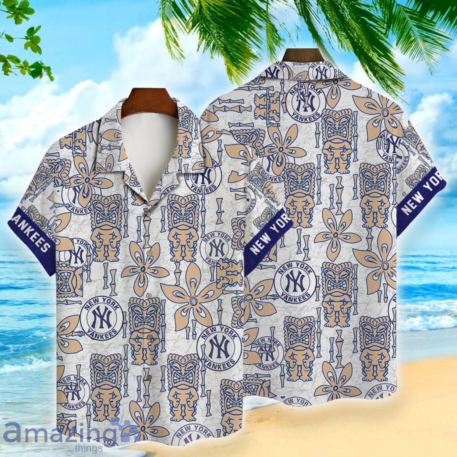 New York Yankees Baseball Pattern Vintage Hawaiian Shirt Custom Name