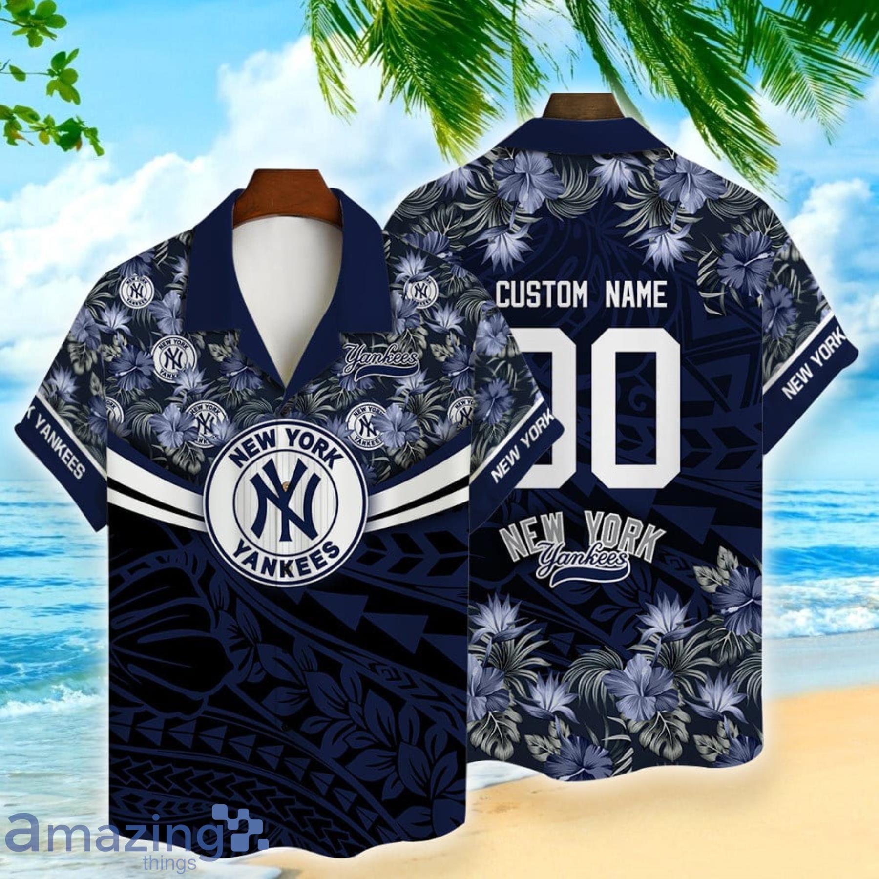 MLB New York Yankees Hawaiian Shirt Tropical Flower Pattern All