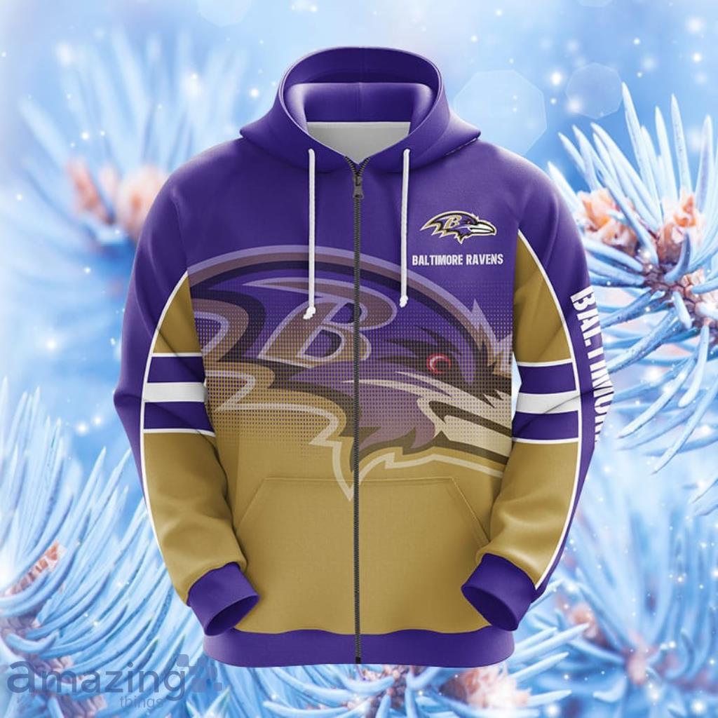 NFL Baltimore Ravens Violet Hoodie, Zip Hoodie 3D All Over Print For Fans Product Photo 1