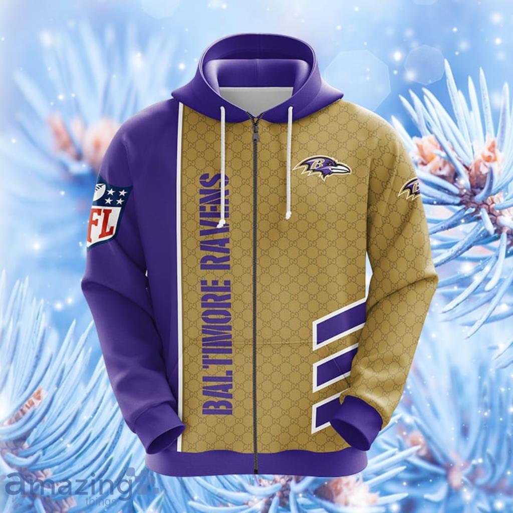 NFL Baltimore Ravens Violet Unisex Hoodie, Zip Hoodie 3D All Over Print For Fans Product Photo 1