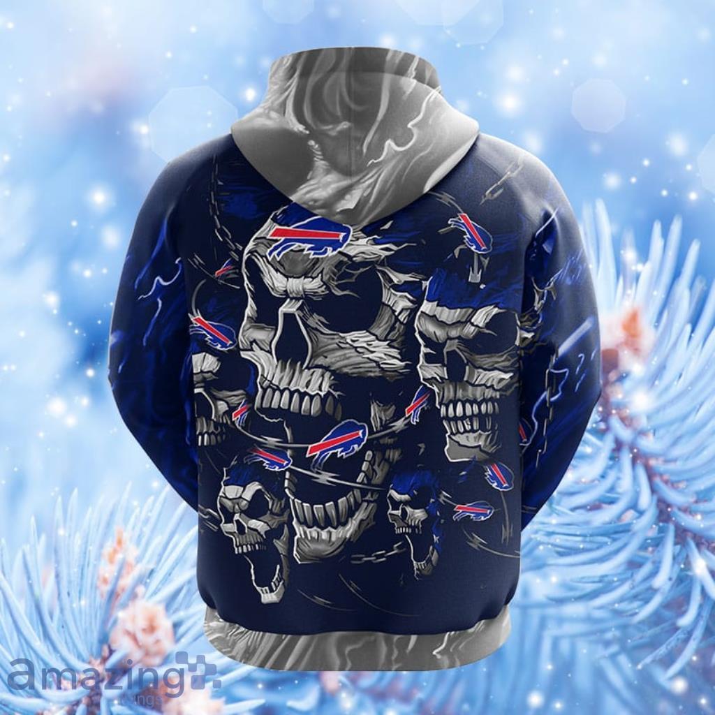 Buffalo Bills 3D Skull Zip Hoodie Pullover Sweatshirt for fans