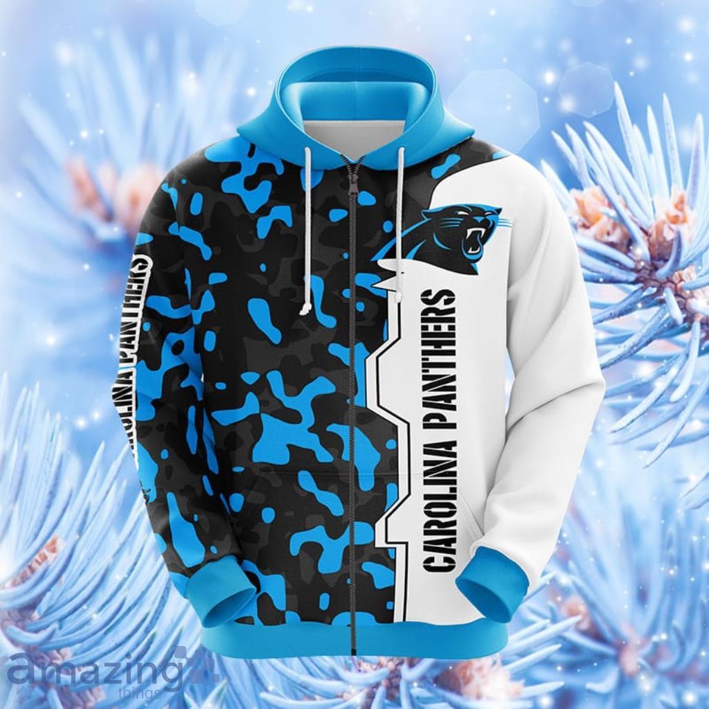 NFL Carolina Panthers Camouflage Blue Hoodie, Zip Hoodie 3D All Over Print For Fans Product Photo 1