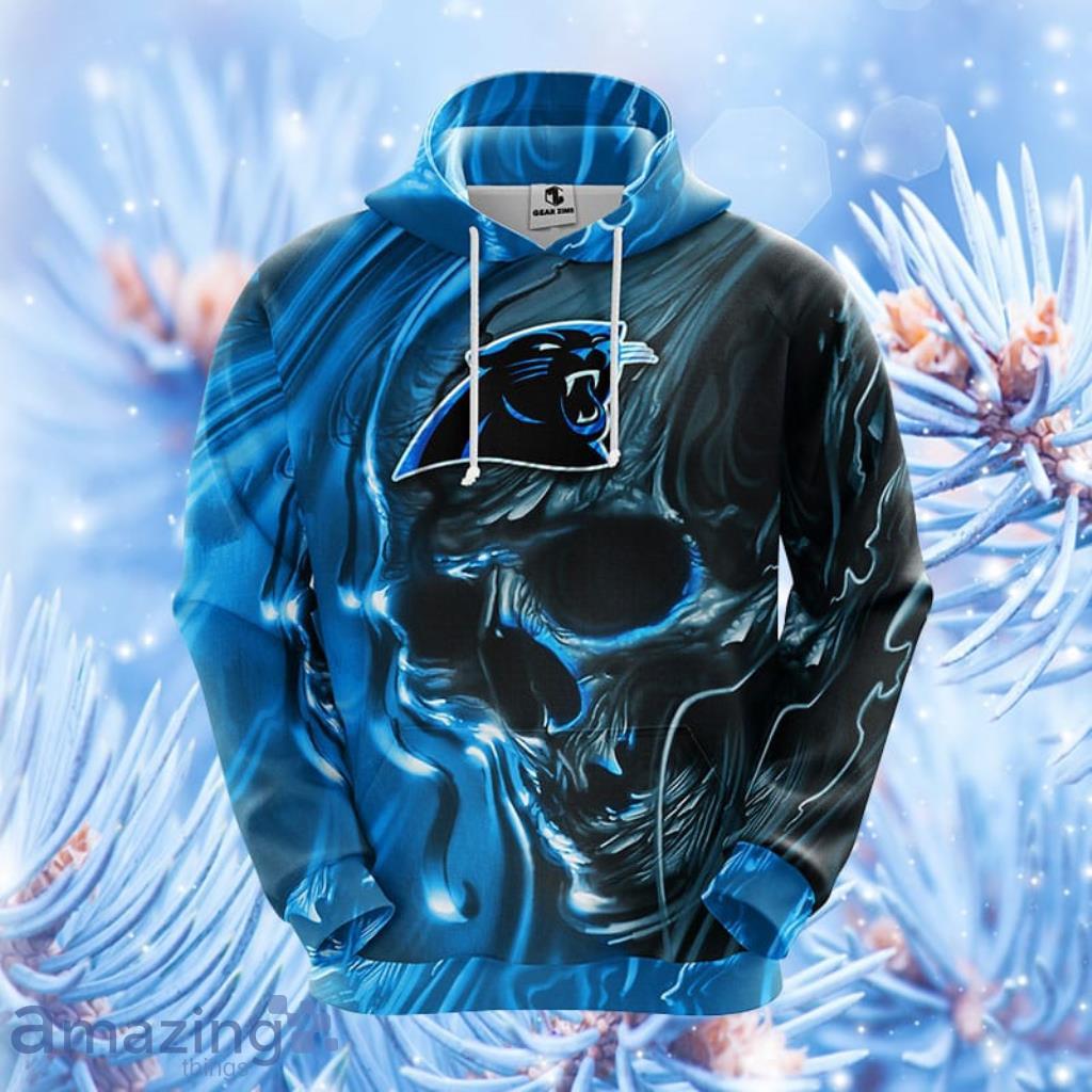 NFL Carolina Panthers Skull Blue Hoodie, Zip Hoodie 3D All Over Print For  Fans