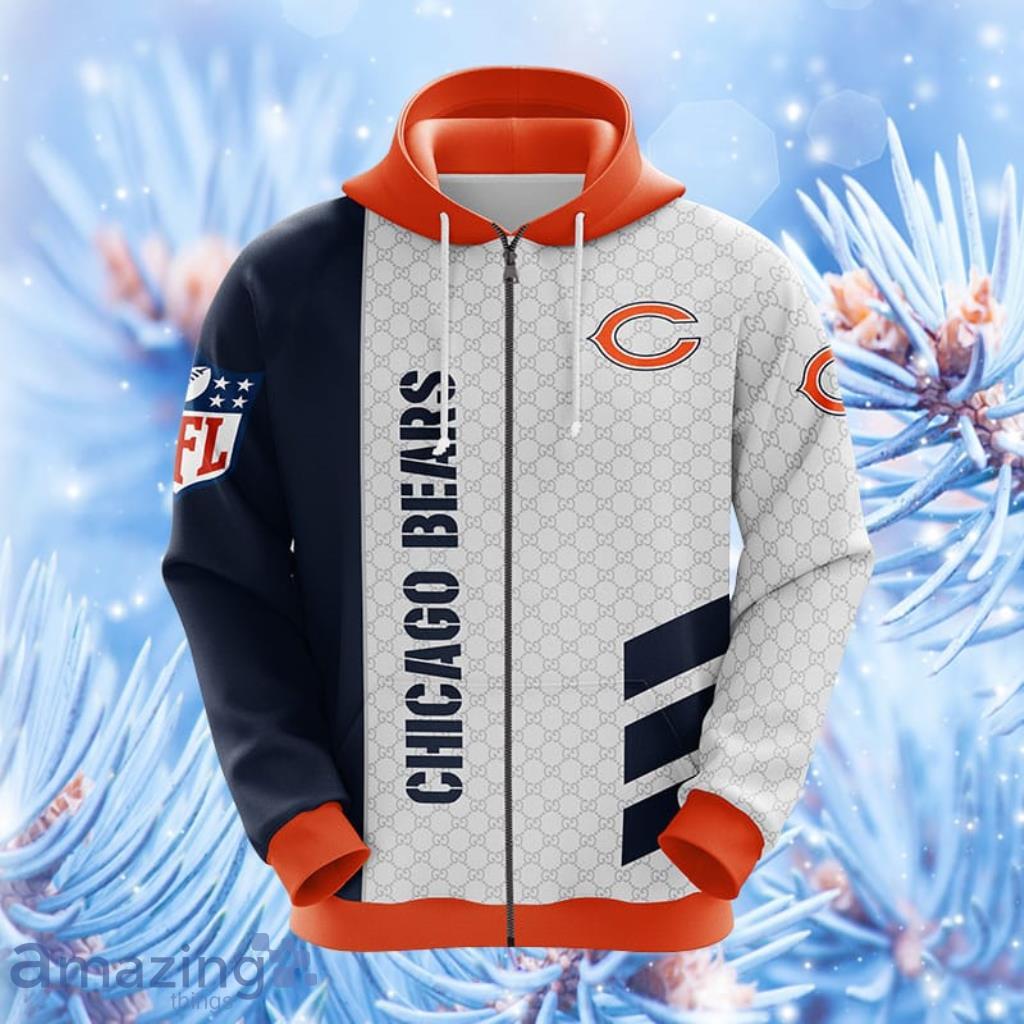 NFL Chicago Bears Orange Unisex Hoodie, Zip Hoodie 3D All Over Print For Fans Product Photo 1