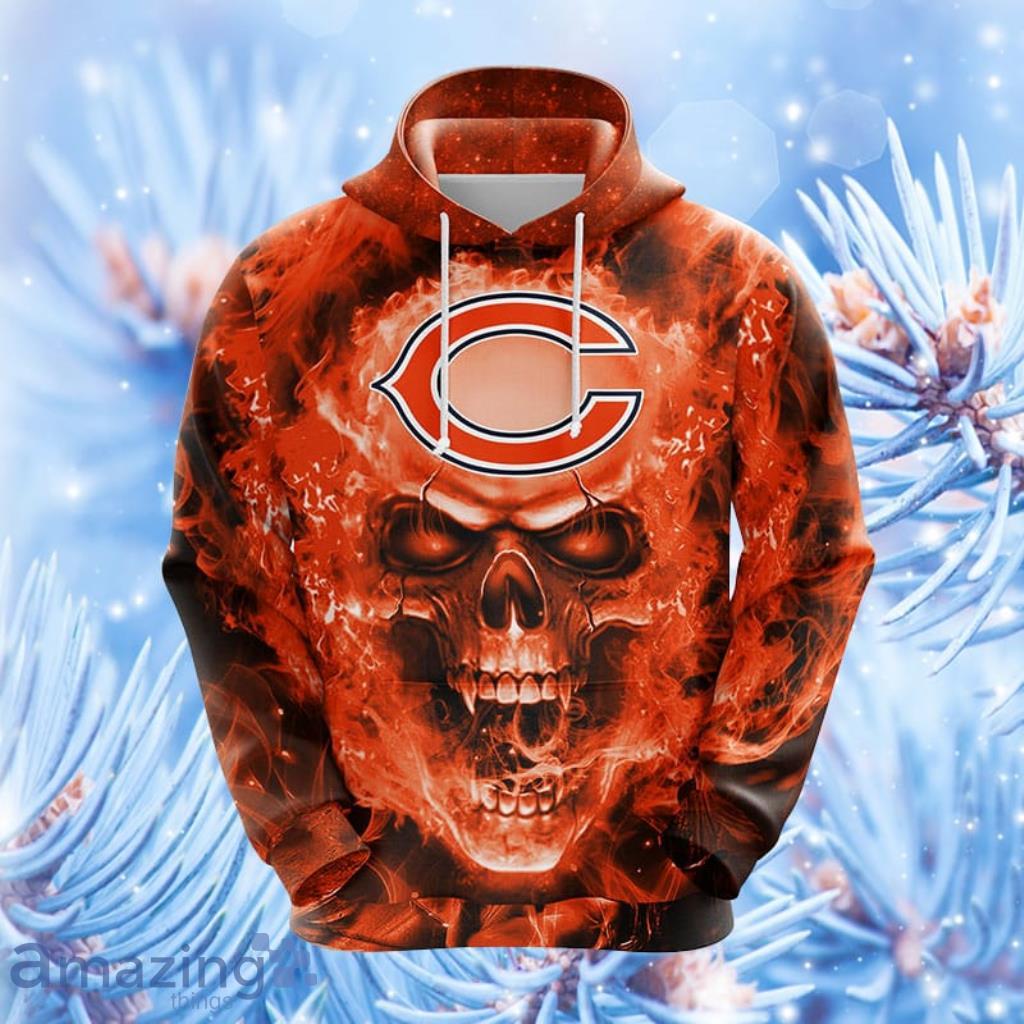 Chicago Bears hoodie 3D orange Skull 