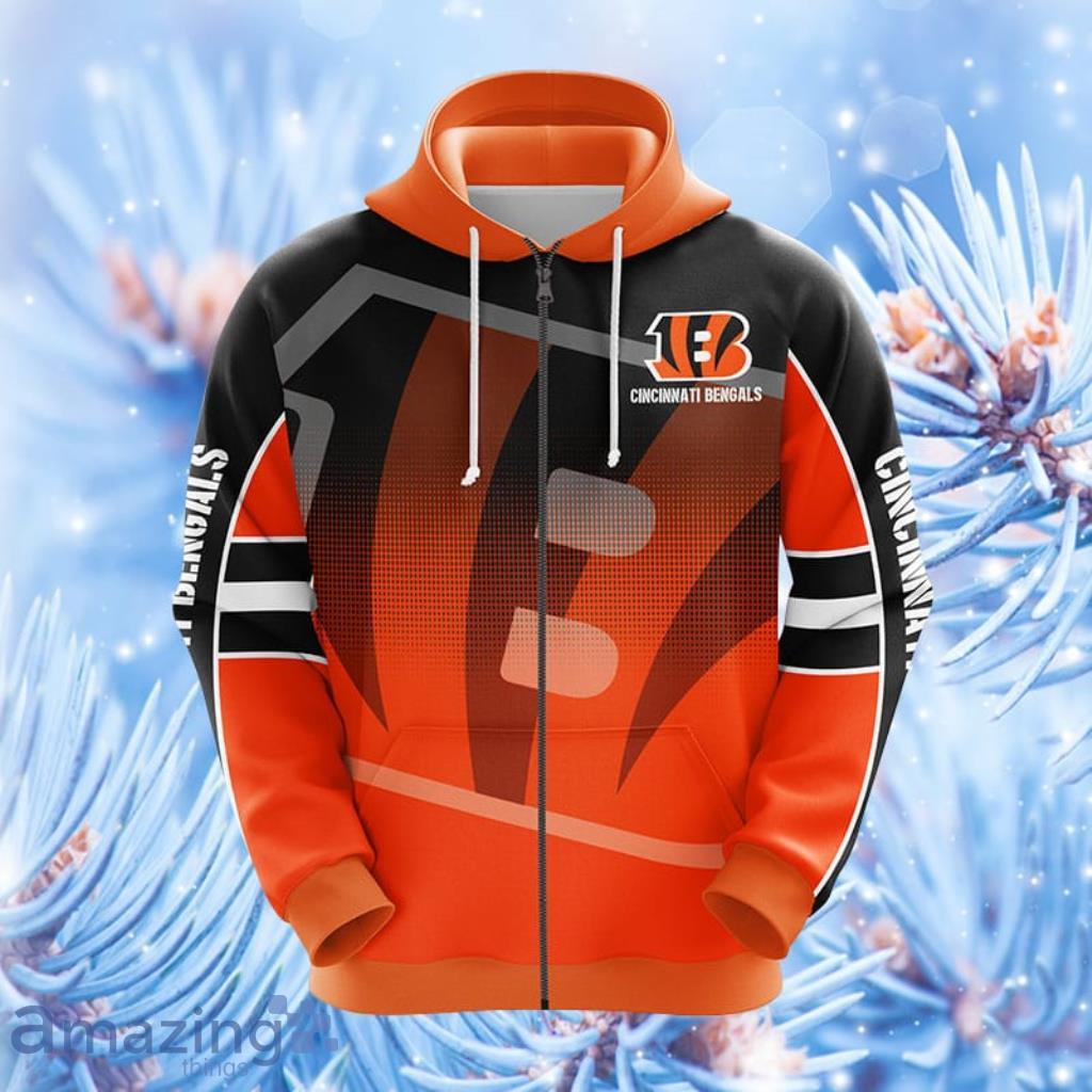 NFL Cincinnati Bengals Orange Hoodie, Zip Hoodie 3D All Over Print For Fans Product Photo 1