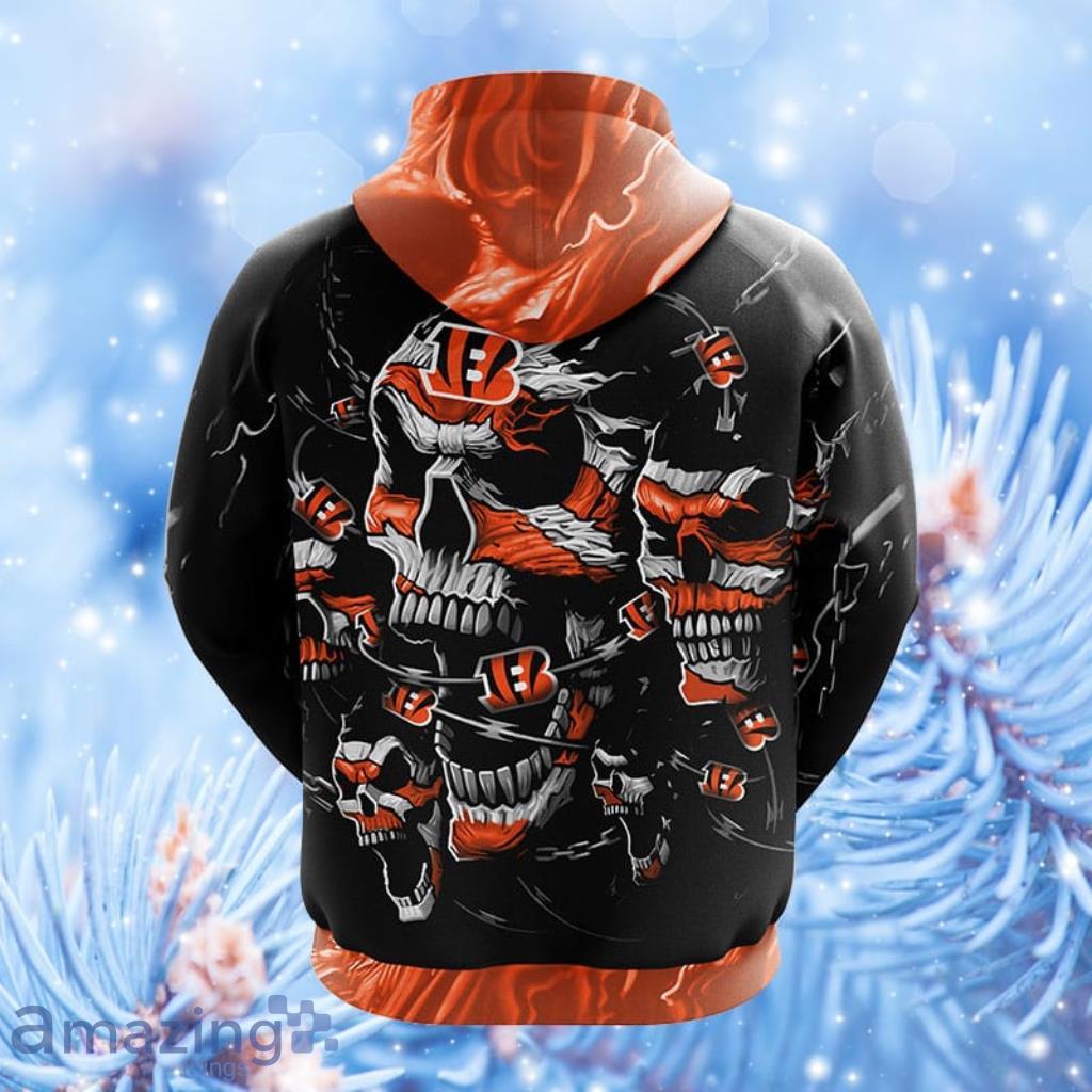 Cincinnati Bengals NFL Skull Funny Orange Hoodie, Zip Hoodie 3D All Over  Print For Fans