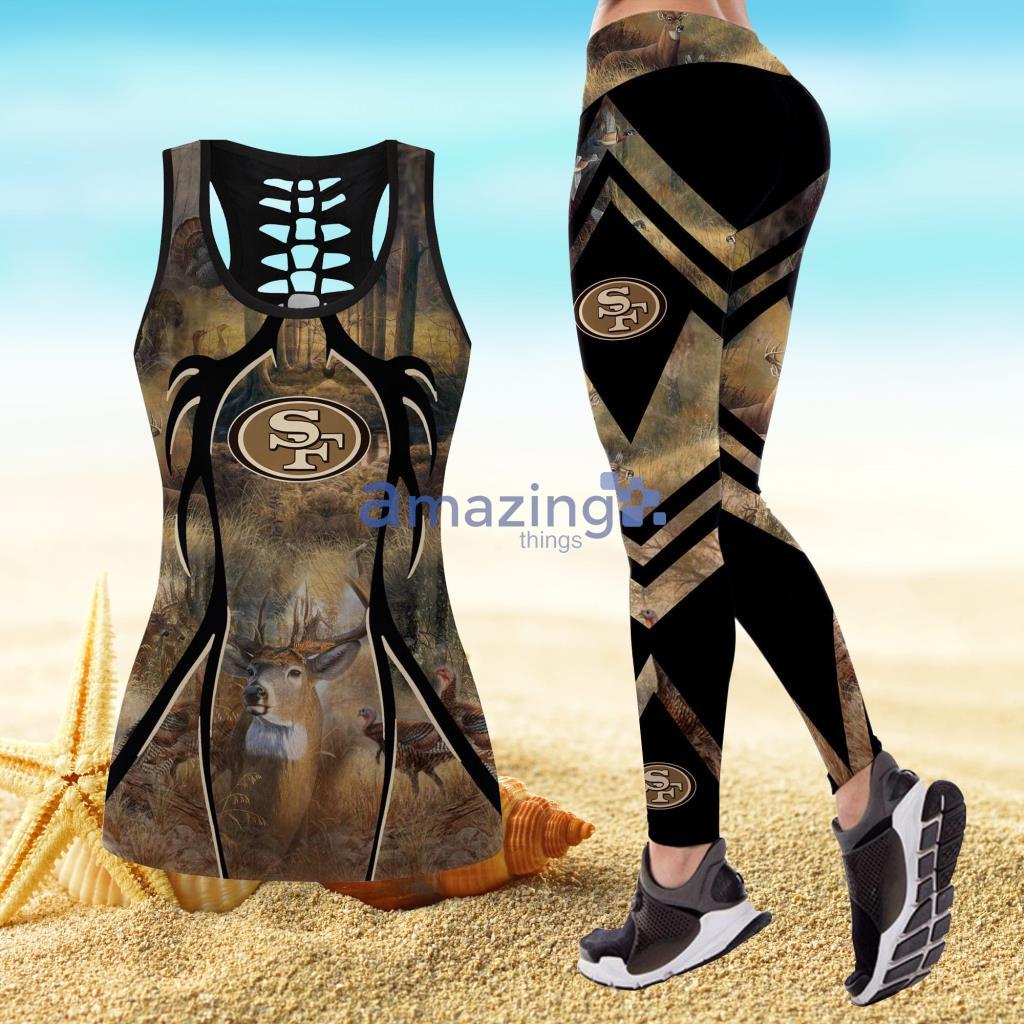 Tropical San Francisco 49ers Combo Leggings And Hollow Tank Top