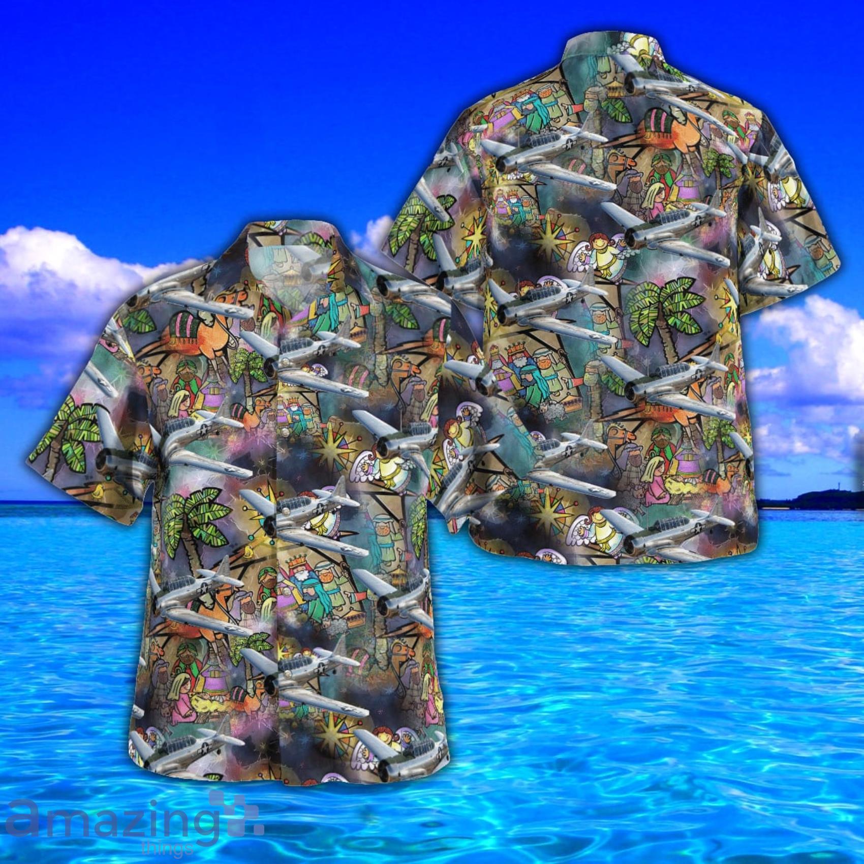 North American T-6 Texan Christmas Seamless Hawaiian Shirt And Beach Short Product Photo 1