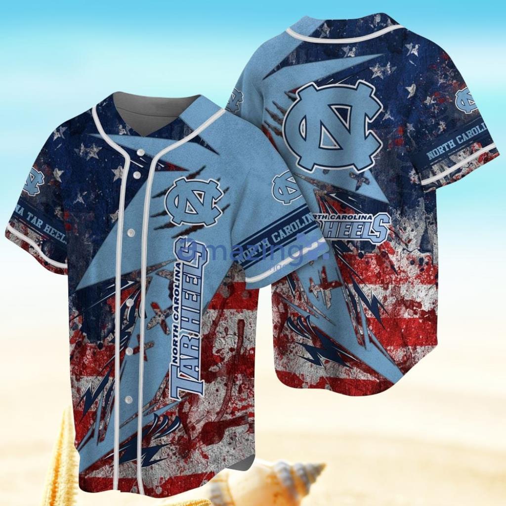 North Carolina Tar Heels US Flag Baseball Jersey Shirt