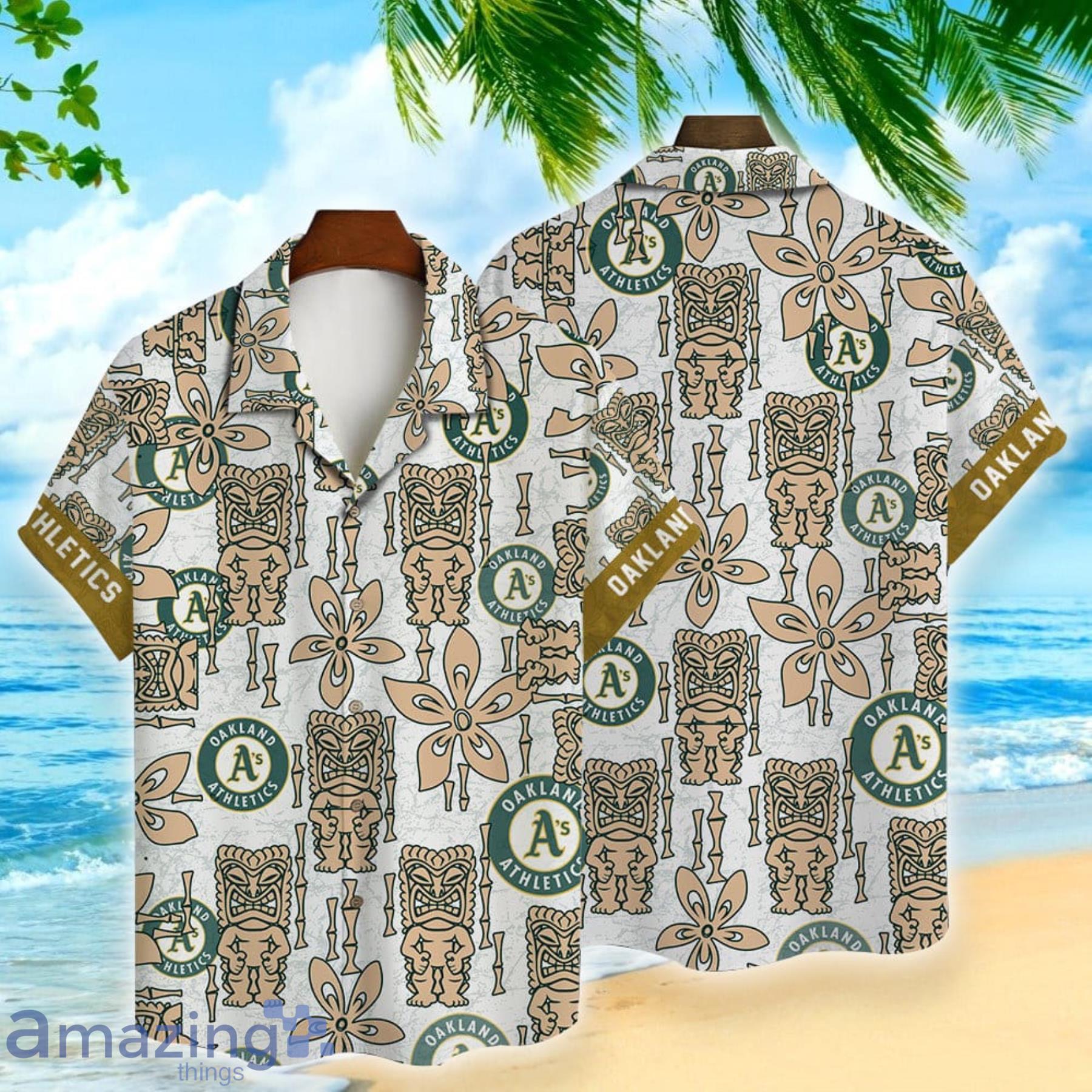Oakland Athletics MLB Tiki Mask Tropical Pattern Hawaiian Shirt