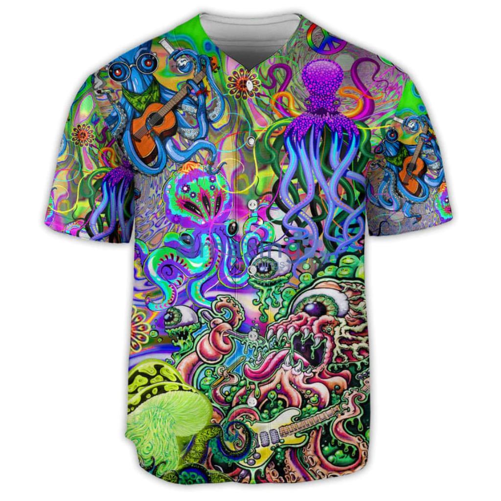 Octopus Hippie Colorful Art Baseball Jersey Shirt Product Photo 1