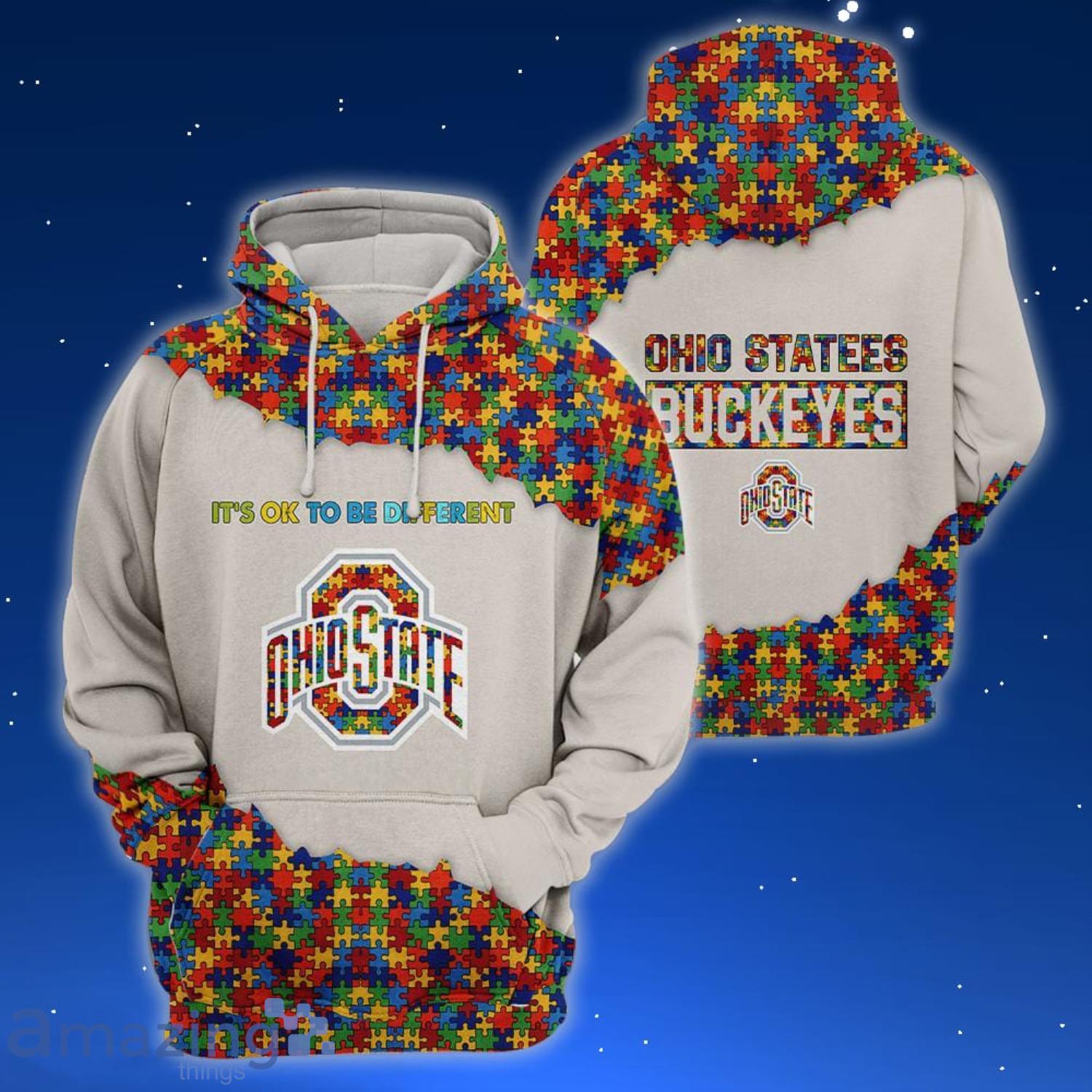 Ohio State Buckeyes Autism All Over Printed 3D Shirt For Fans - Mockup-Hoodie-1-33